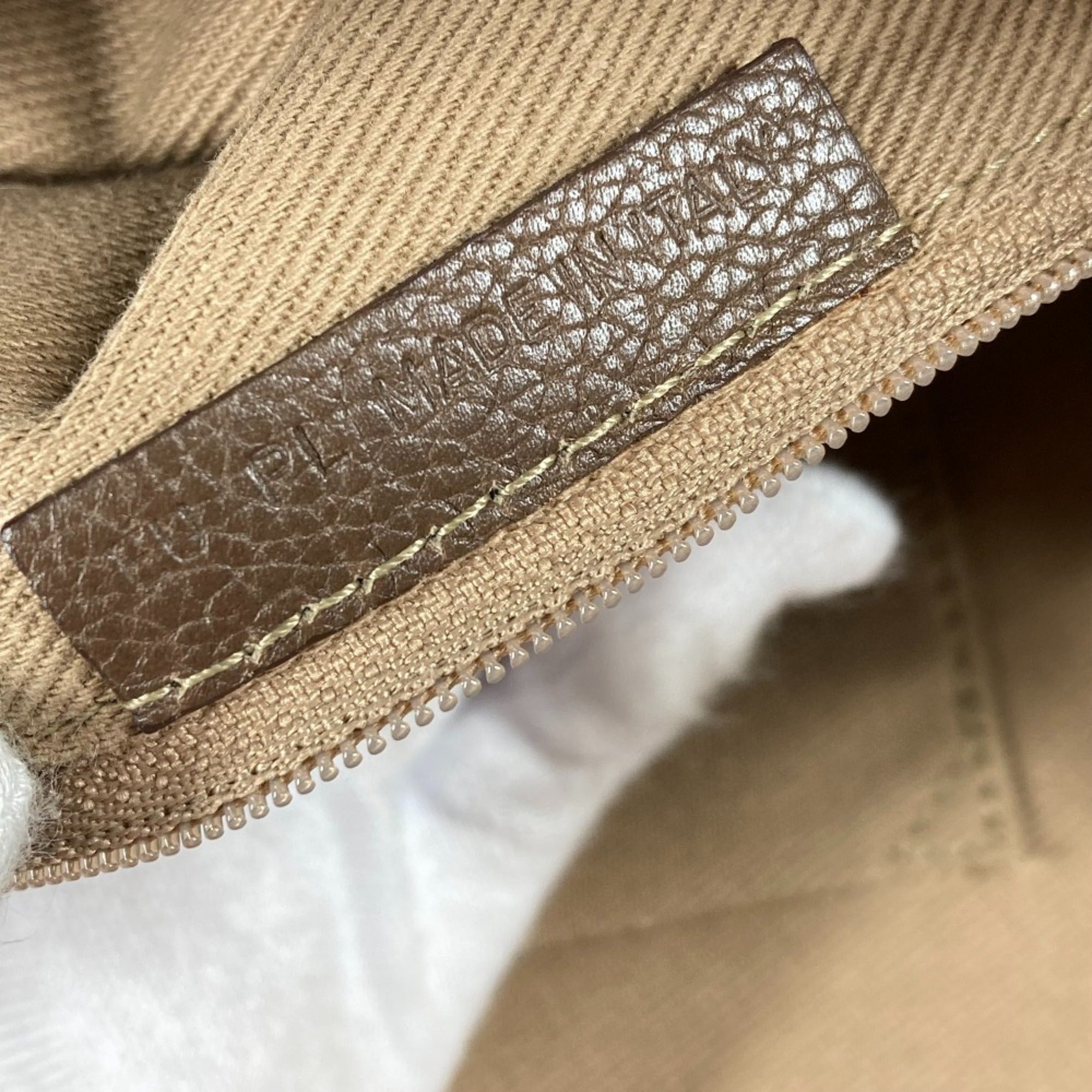 Cartier Beige Dark Brown Canvas Shoulder Bag Tote Bag (Pre-Owned)