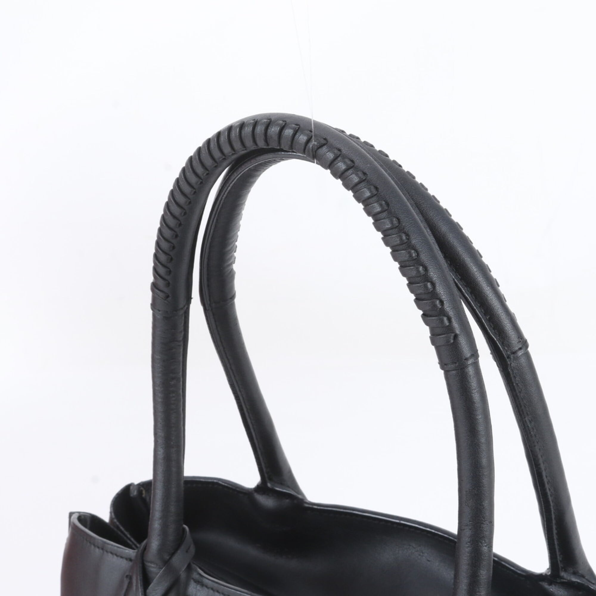 Salvatore Ferragamo Gancini Black Leather Handbag Shoulder Bag Tote Bag (Pre-Owned)