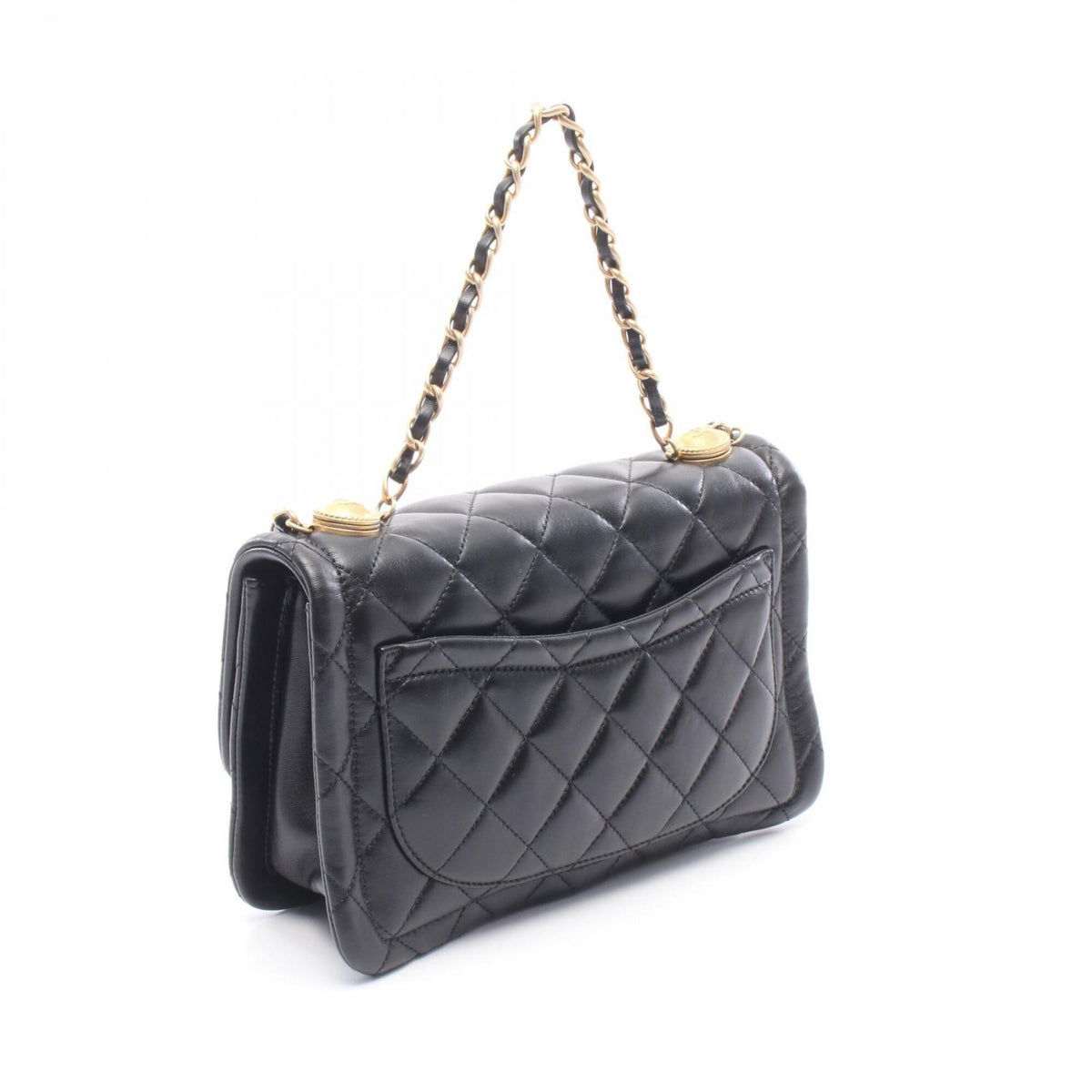 Chanel Matelasse Black Leather Handbag Shoulder Bag (Pre-Owned)