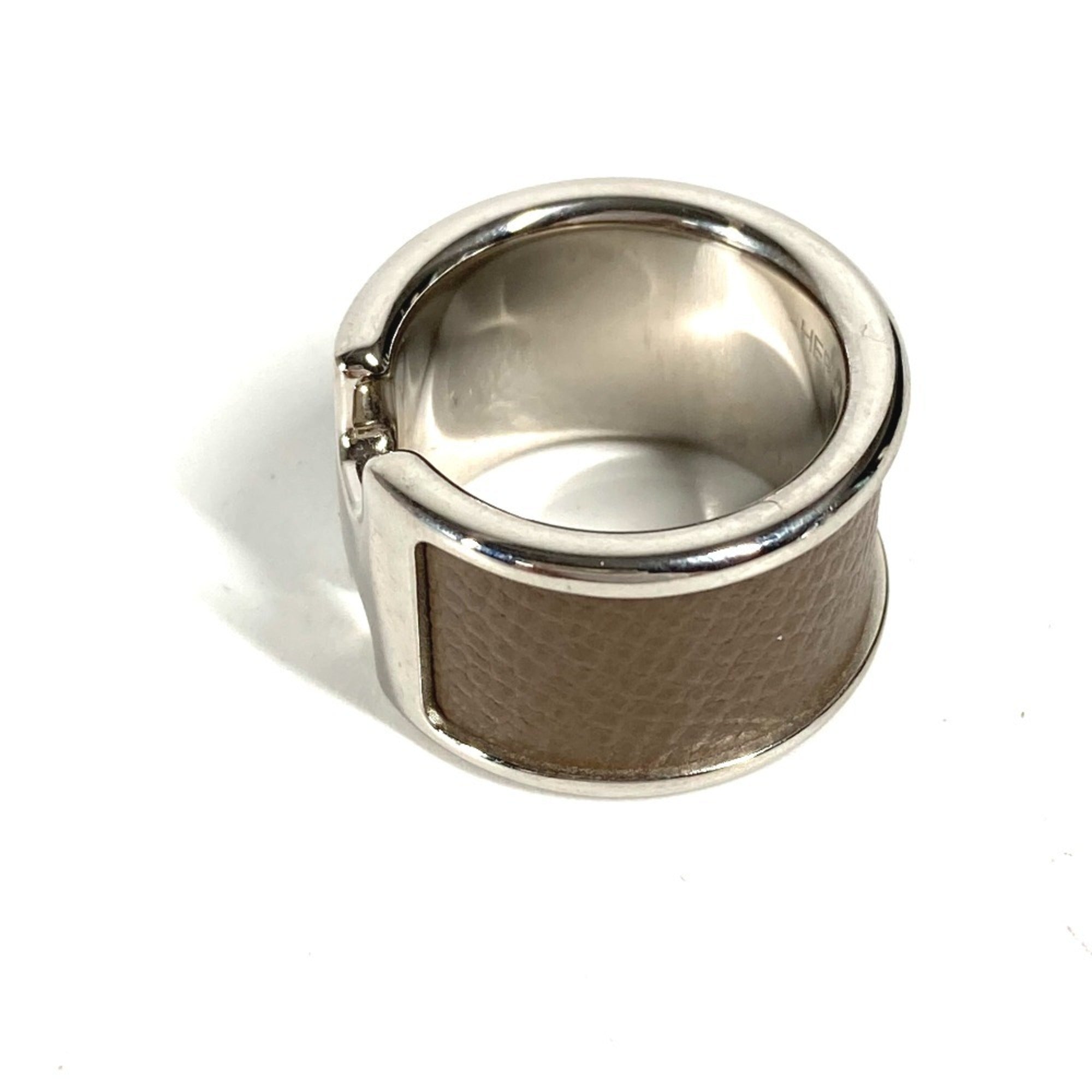 Hermes Etoupe Gray Gray Leather Band Ring (Pre-Owned)