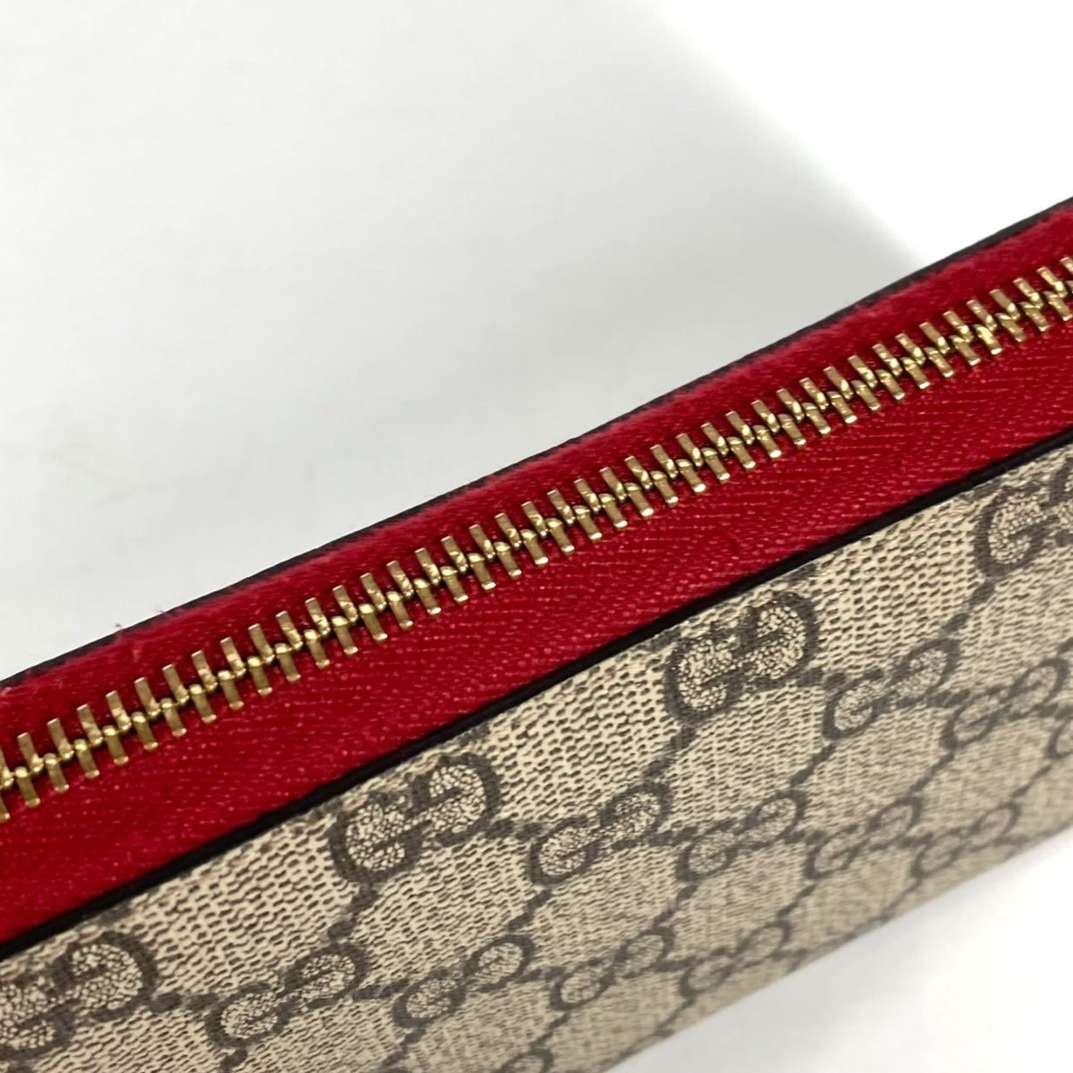 Gucci Beige Red Color Gg Supreme Long Wallet (Bi-Fold) (Pre-Owned)
