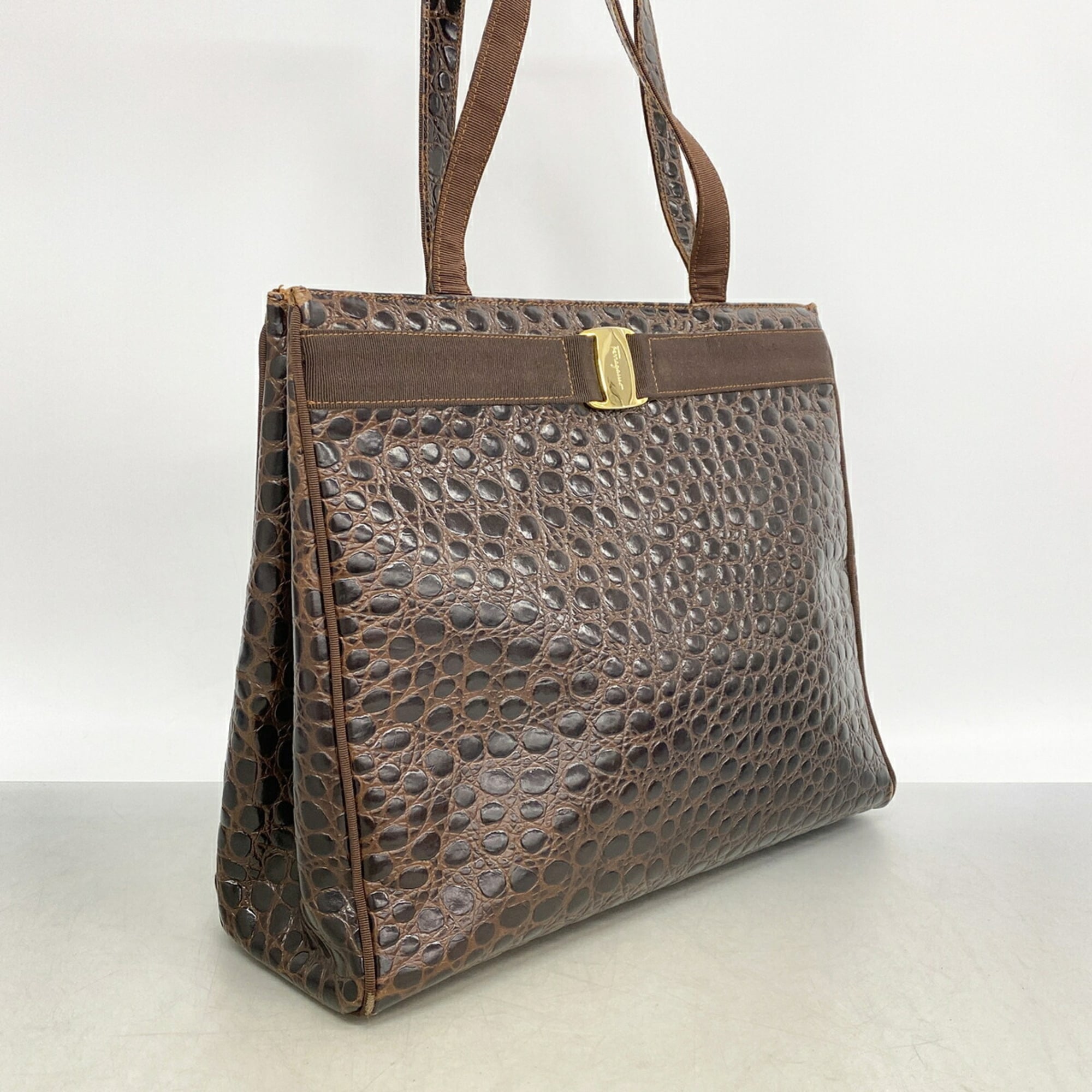 Salvatore Ferragamo Brown Leather Shoulder Bag (Pre-Owned)
