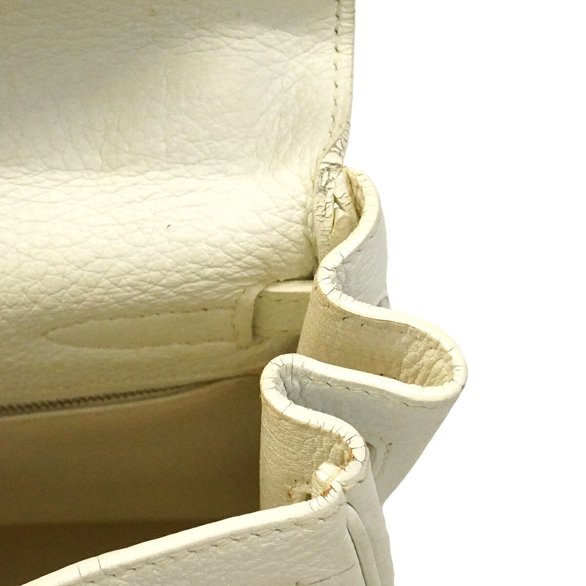 Hermes White Taurillon Clemence Leather Handbag (Pre-Owned)