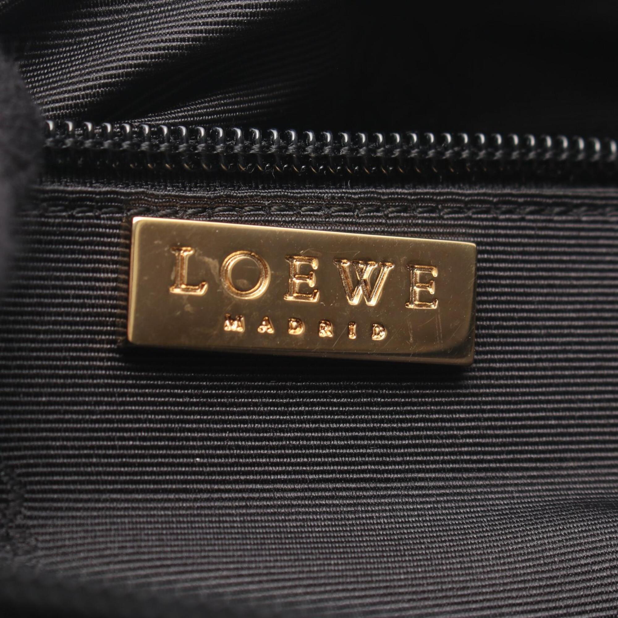 Loewe Black Green Canvas Leather Clutch Bag Handbag (Pre-Owned)