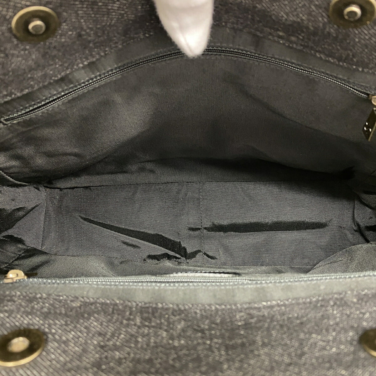 Chanel Black Brown Denim Leather Tote Bag (Pre-Owned)