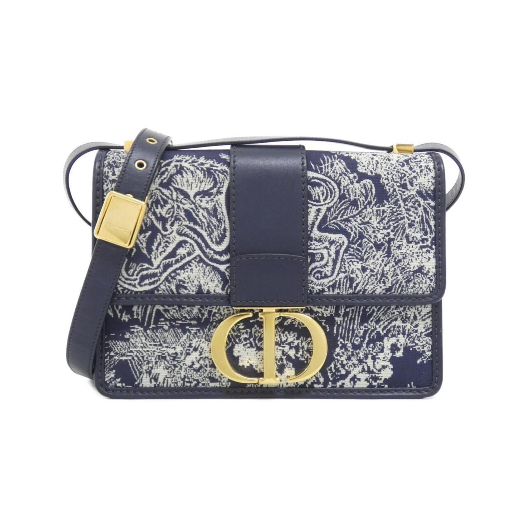 Christian Dior Blue Canvas Leather Shoulder Bag (Pre-Owned)