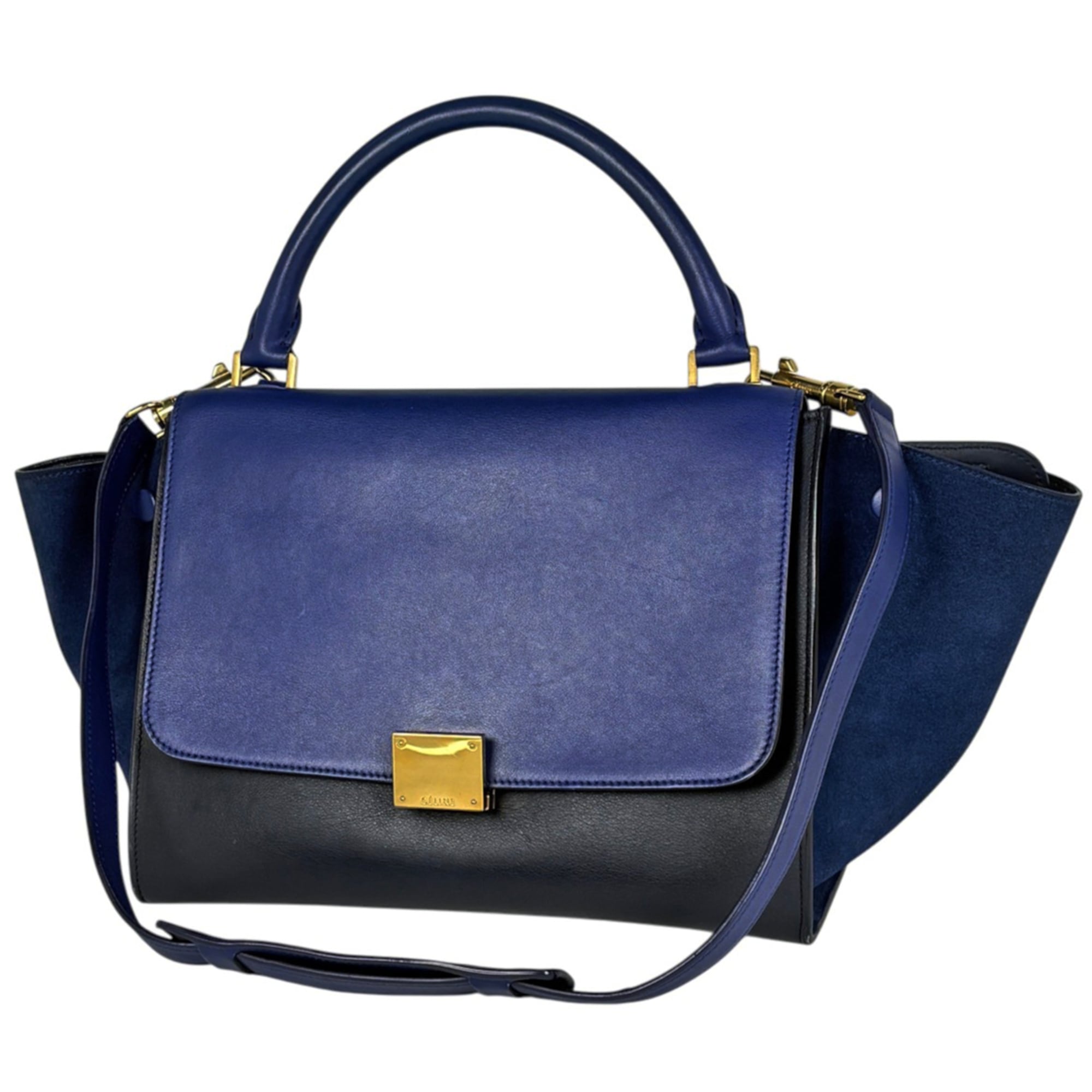 Celine Trapeze Blue Navy Leather Handbag (Pre-Owned)