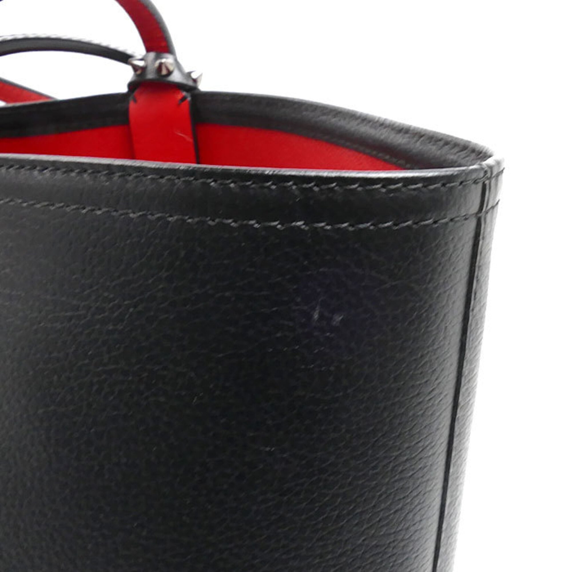 Christian Louboutin Black Red Color Leather Tote Bag (Pre-Owned)