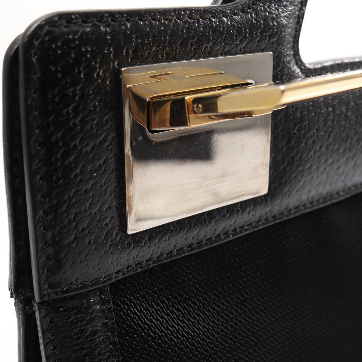 Salvatore Ferragamo Black Canvas Leather Handbag (Pre-Owned)