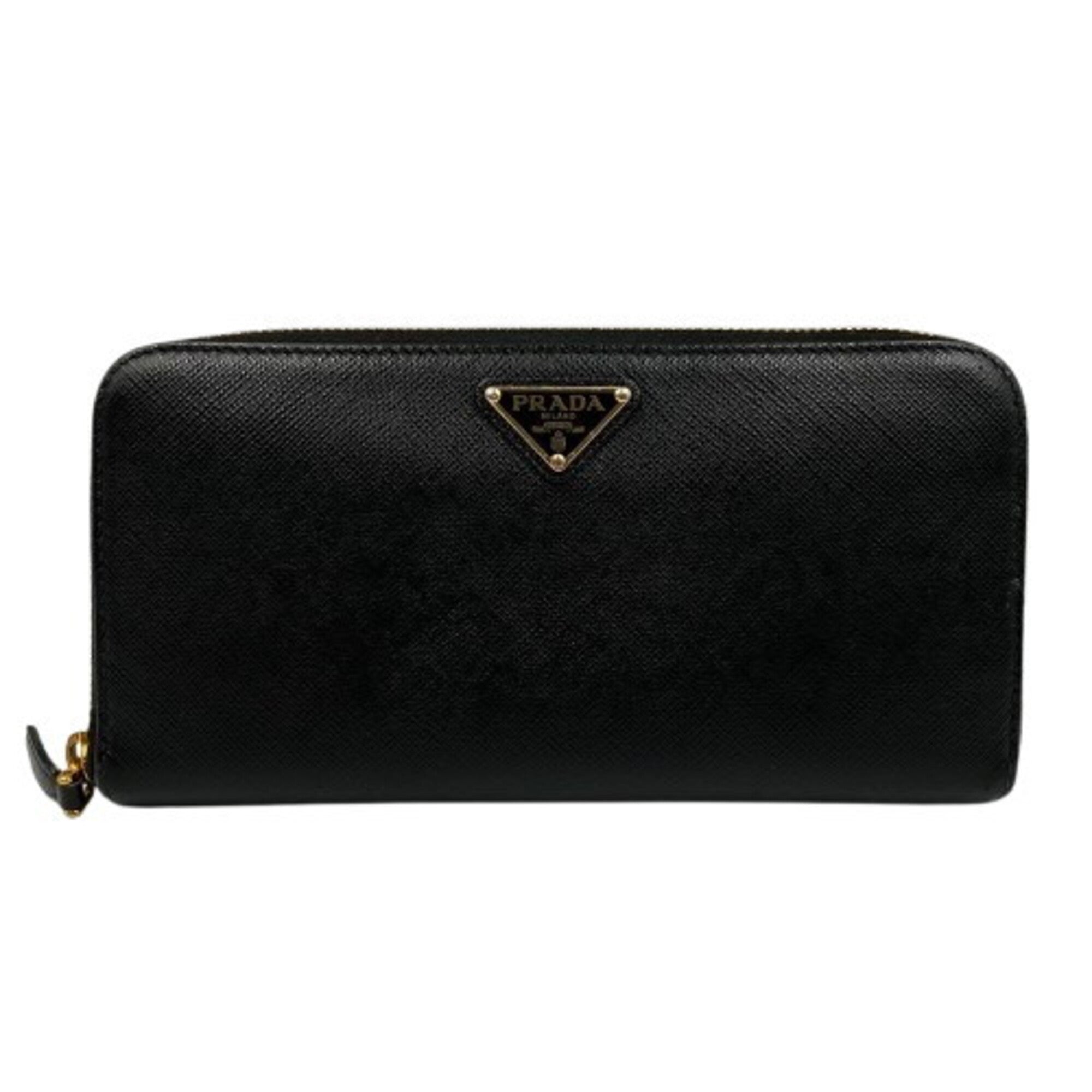 Prada Black Leather Long Wallet (Bi-Fold) (Pre-Owned)