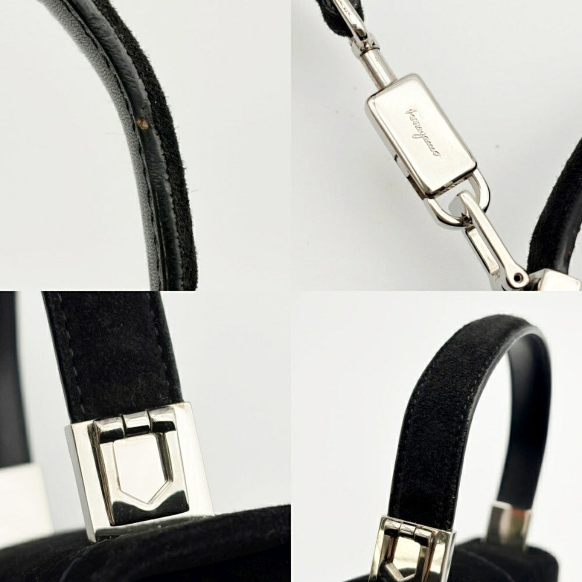 Salvatore Ferragamo Black Suede Handbag Shoulder Bag (Pre-Owned)