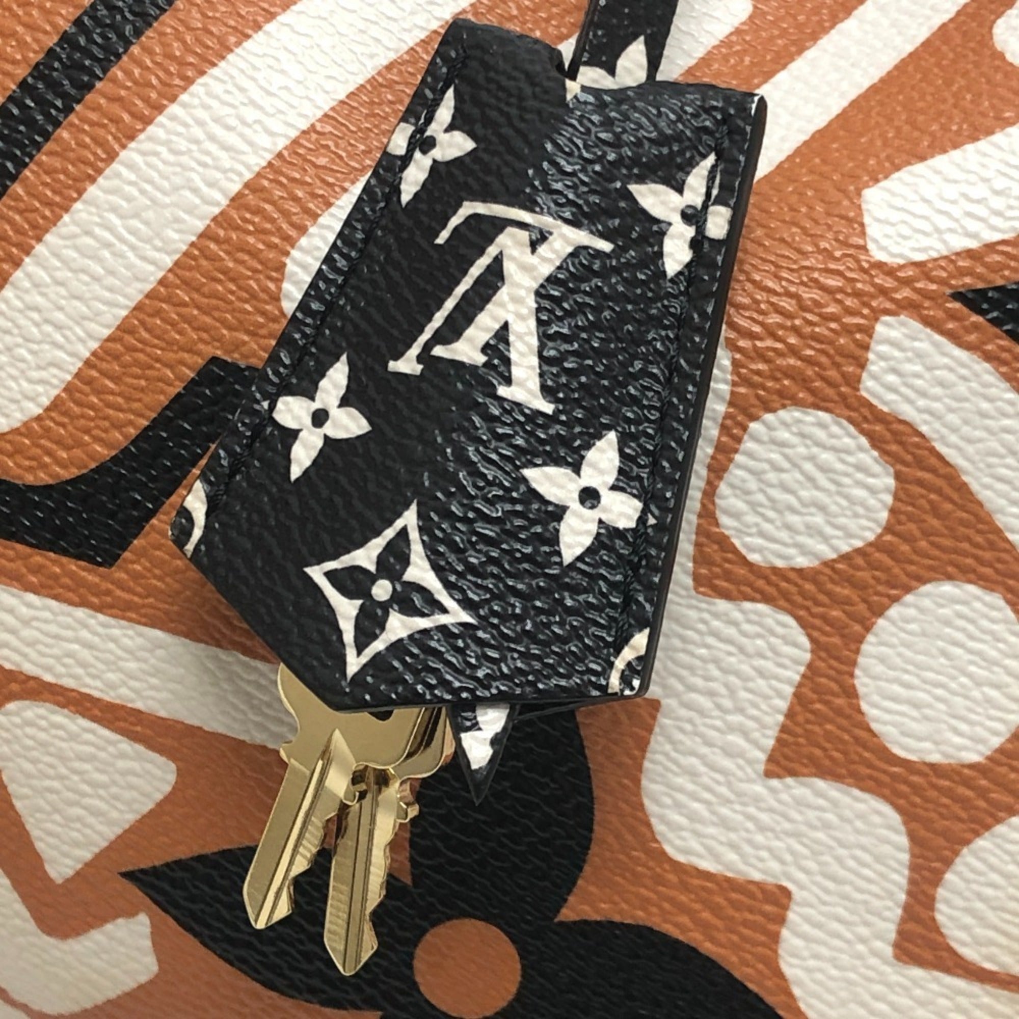 Louis Vuitton Brown White Leather Pvc Boston Bag (Pre-Owned)