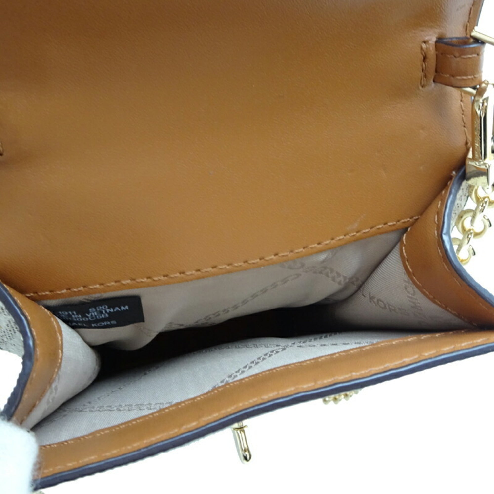 Michael Kors Brown White Pvc Leather Shoulder Bag (Pre-Owned)