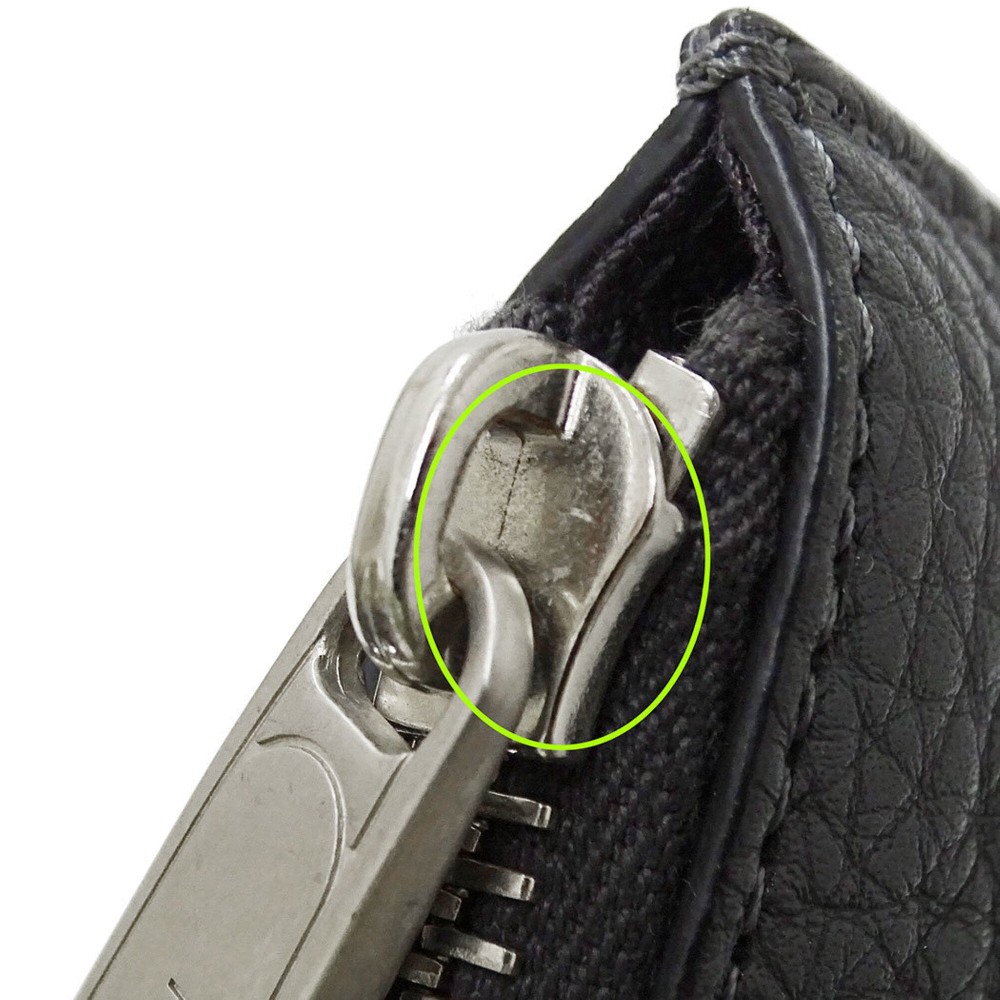 Fendi Charcoal Gray Leather Clutch Bag Handbag (Pre-Owned)