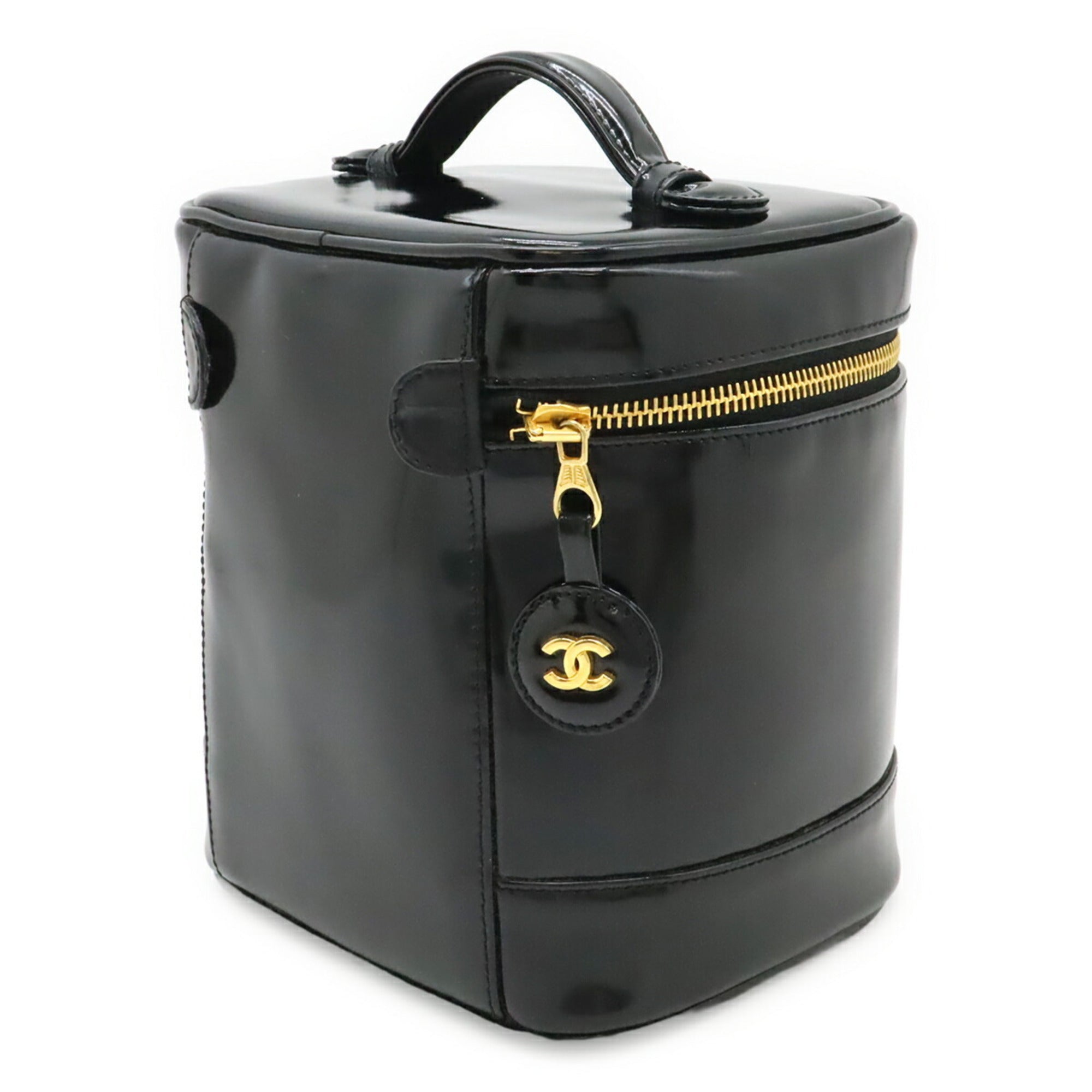 Chanel Black Leather Handbag Vanity Bag (Pre-Owned)