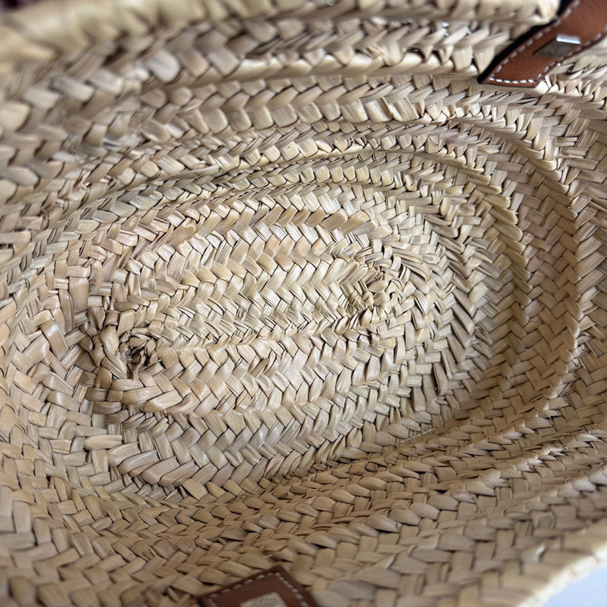 Loewe Brown Navy Raffia Canvas Basket Handbag Pouch (Pre-Owned)