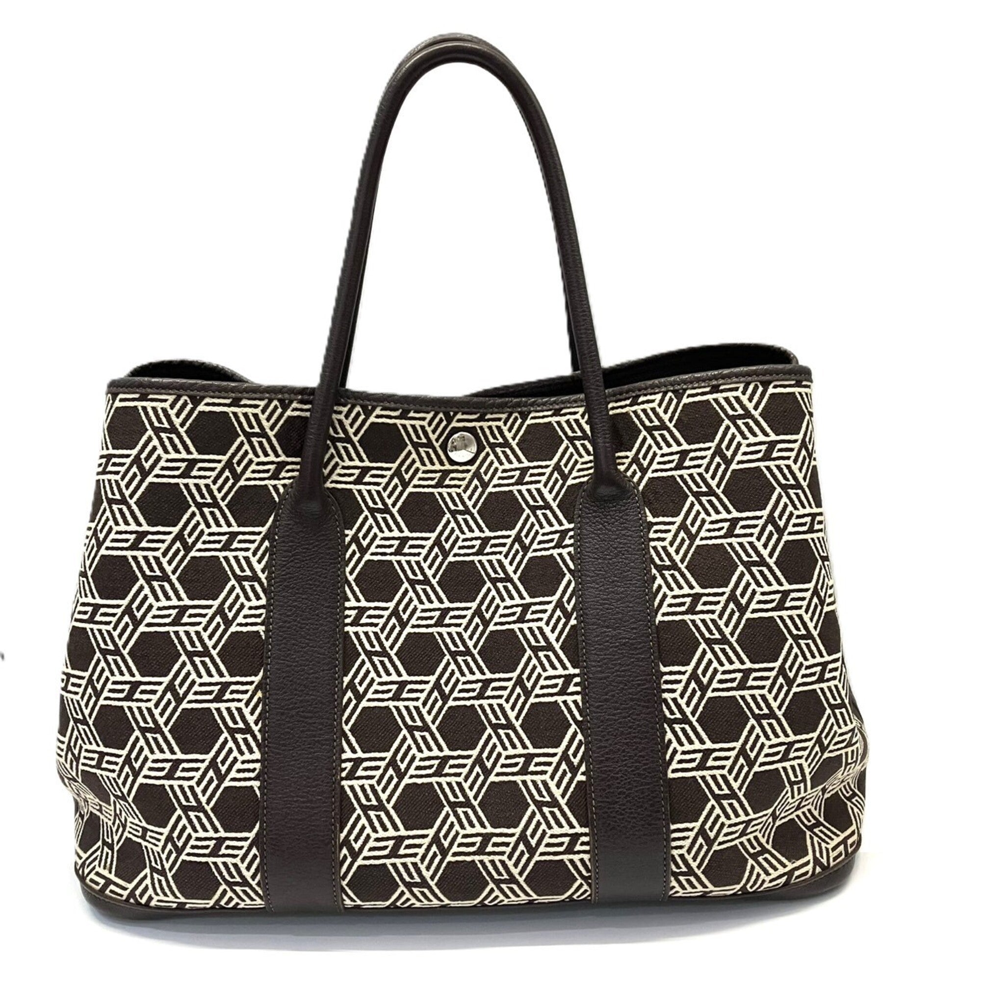 Hermes Garden Brown Toile So H Tote Bag (Pre-Owned)