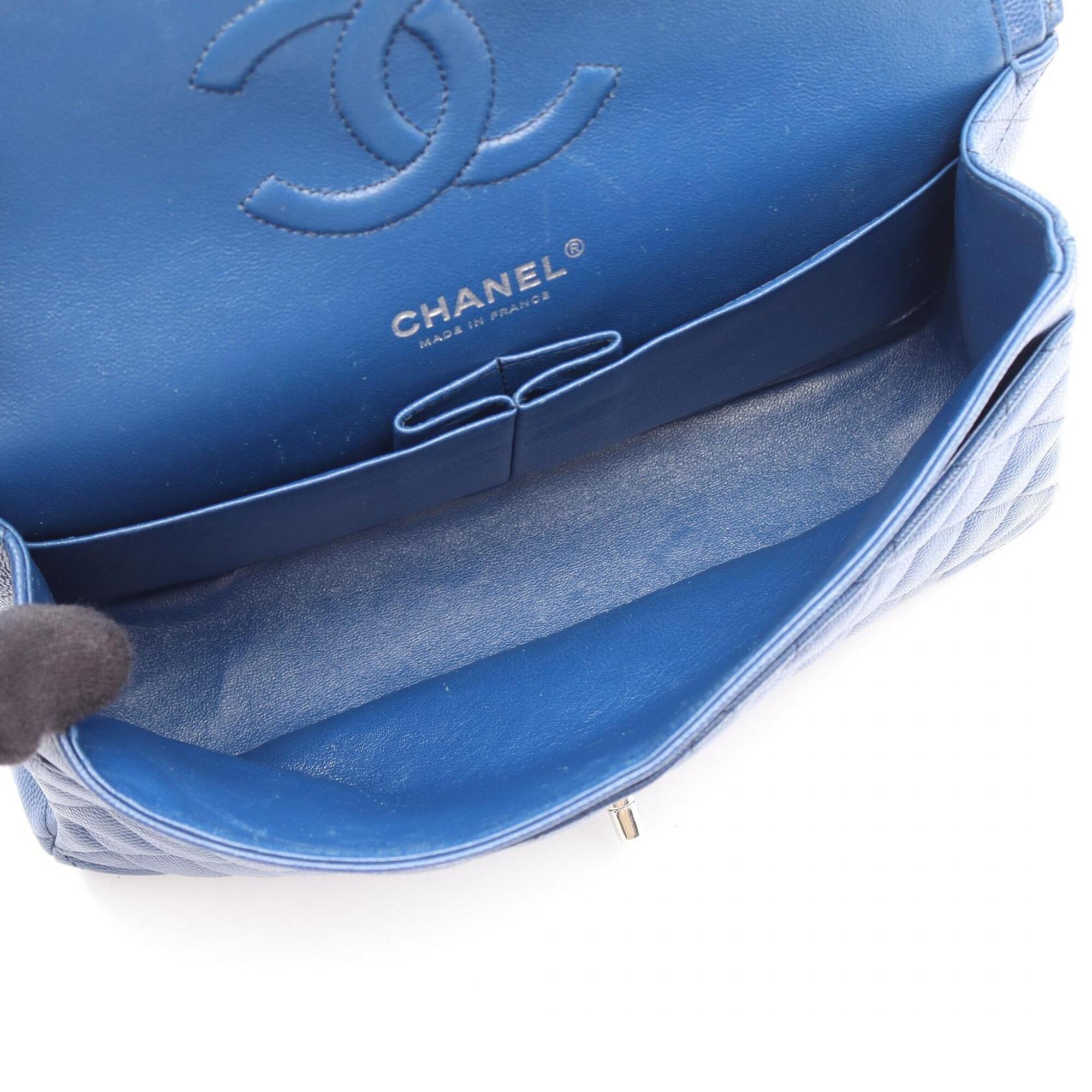 Chanel Blue Grained Calfskin Handbag Shoulder Bag (Pre-Owned)