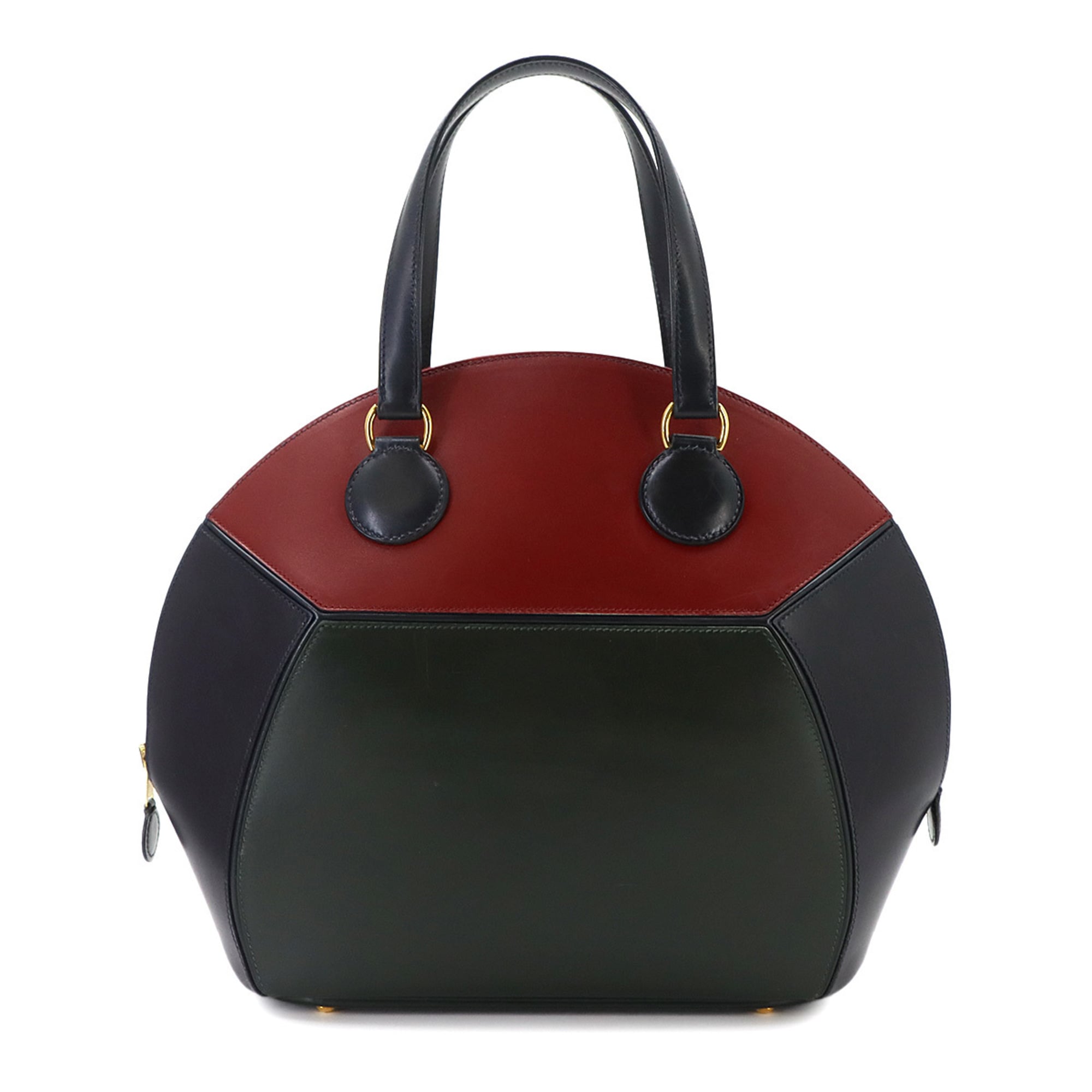 Hermes Blue Indigo Green Rouge H Box Calf Leather Handbag (Pre-Owned)