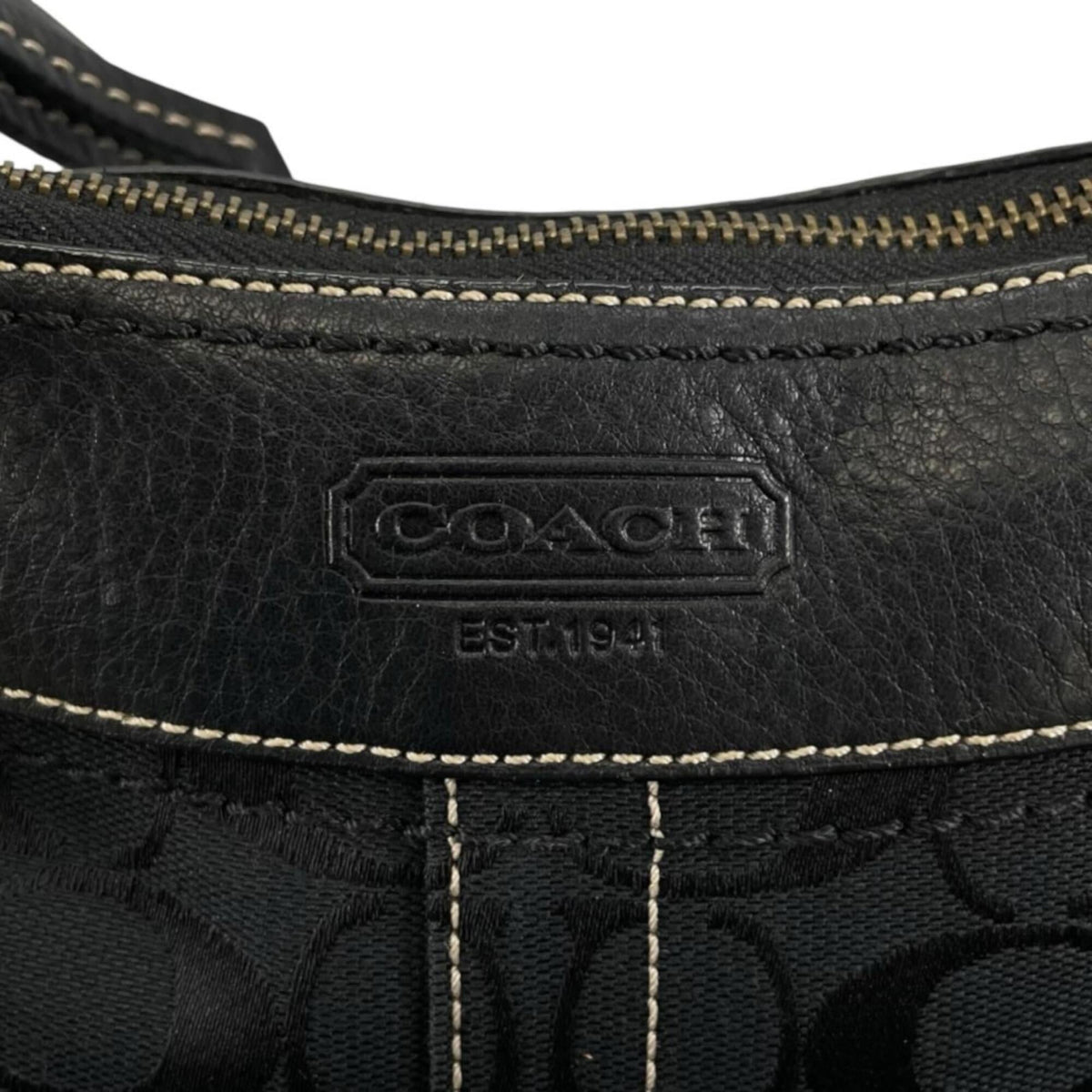 Coach Black Canvas Leather Shoulder Bag (Pre-Owned)