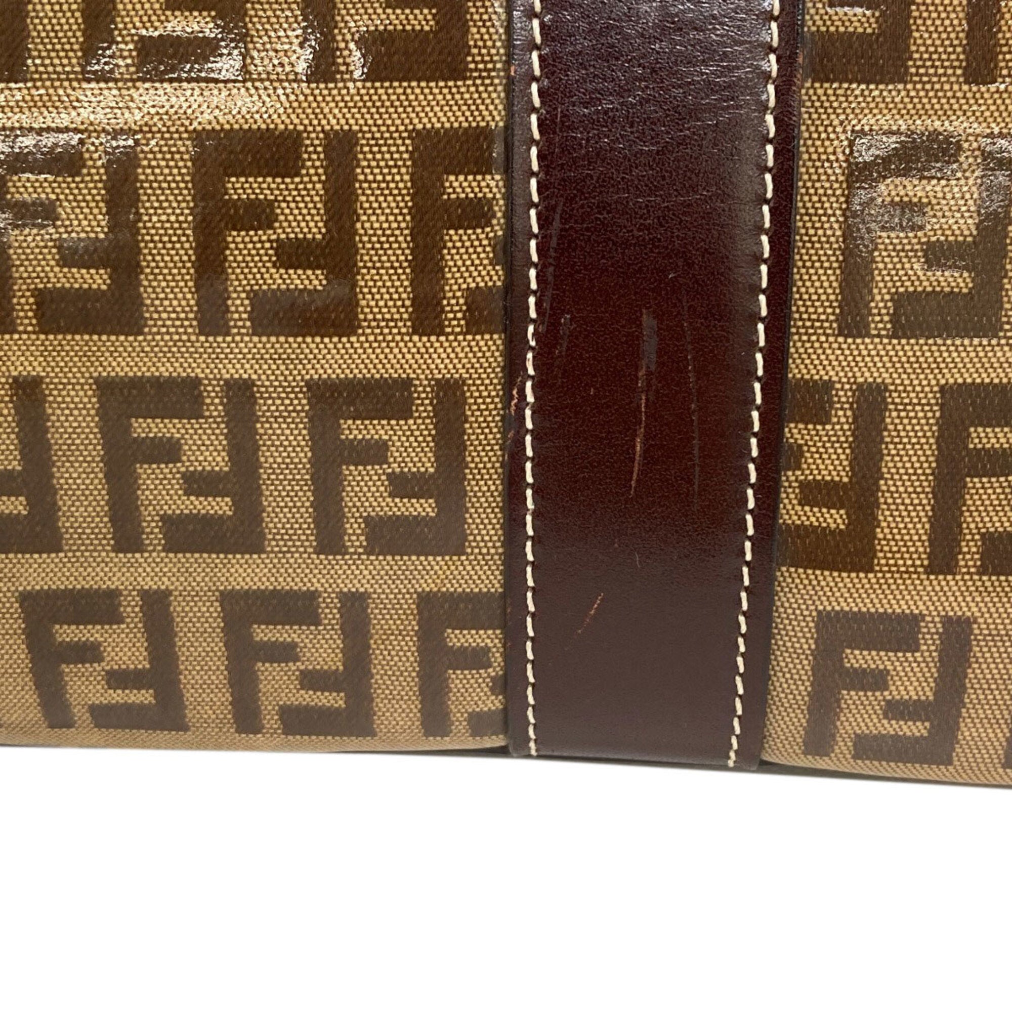 Fendi Zucchino Brown Leather Handbag (Pre-Owned)