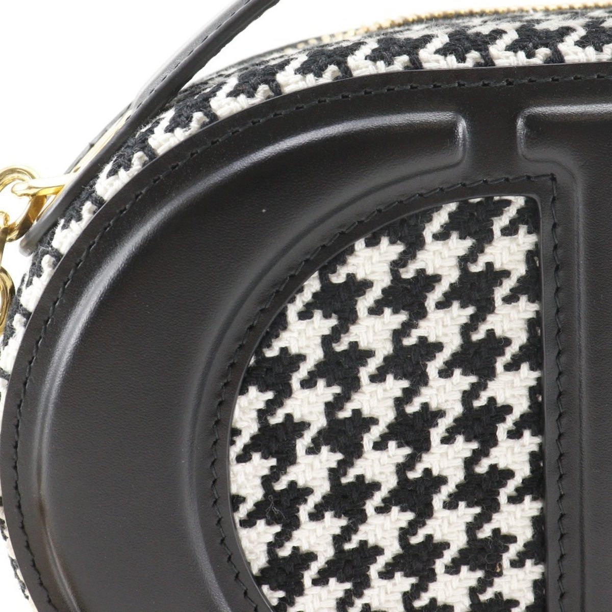 Christian Dior Black White Canvas Leather Shoulder Bag (Pre-Owned)