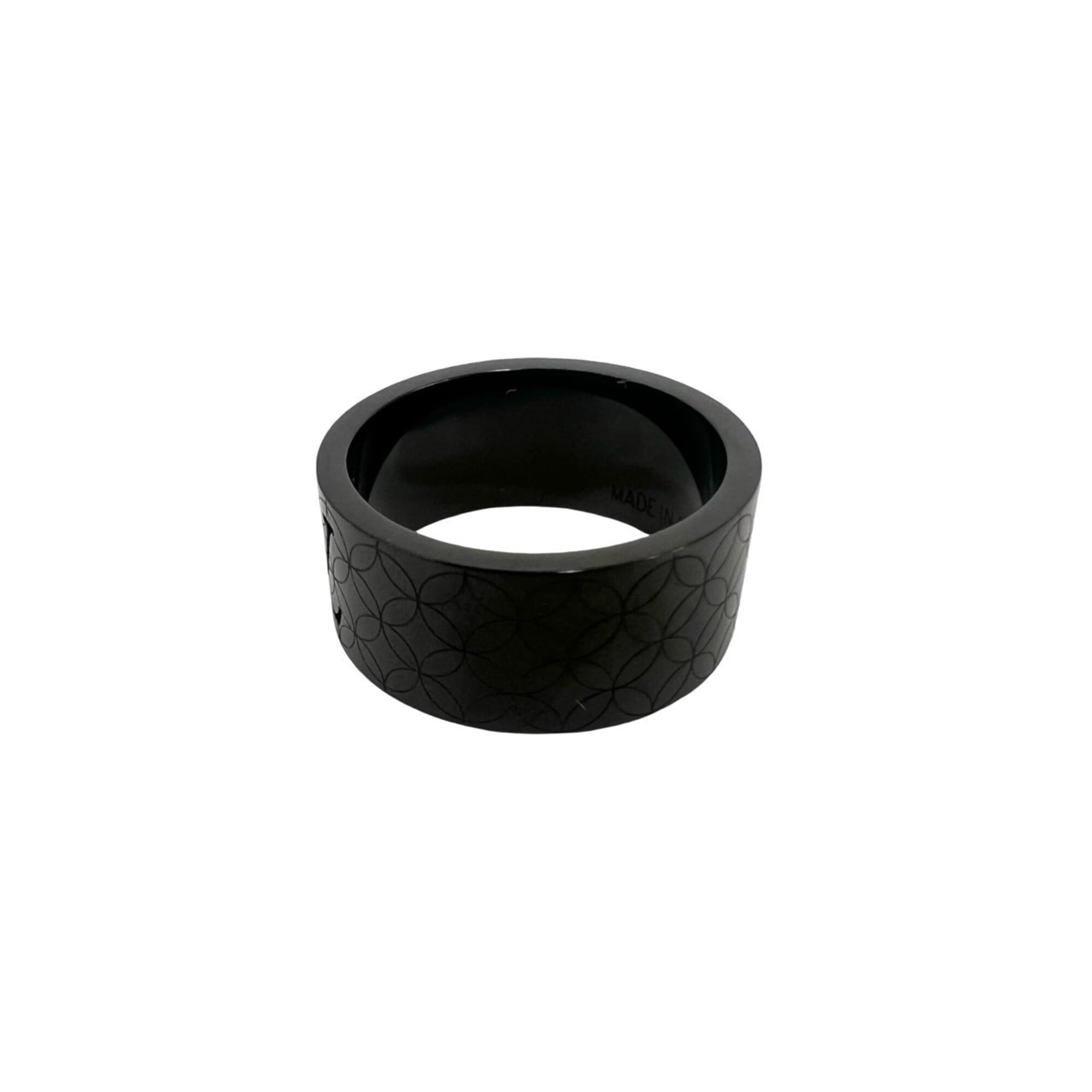 Louis Vuitton Black Stainless Steel Band Ring (Pre-Owned)