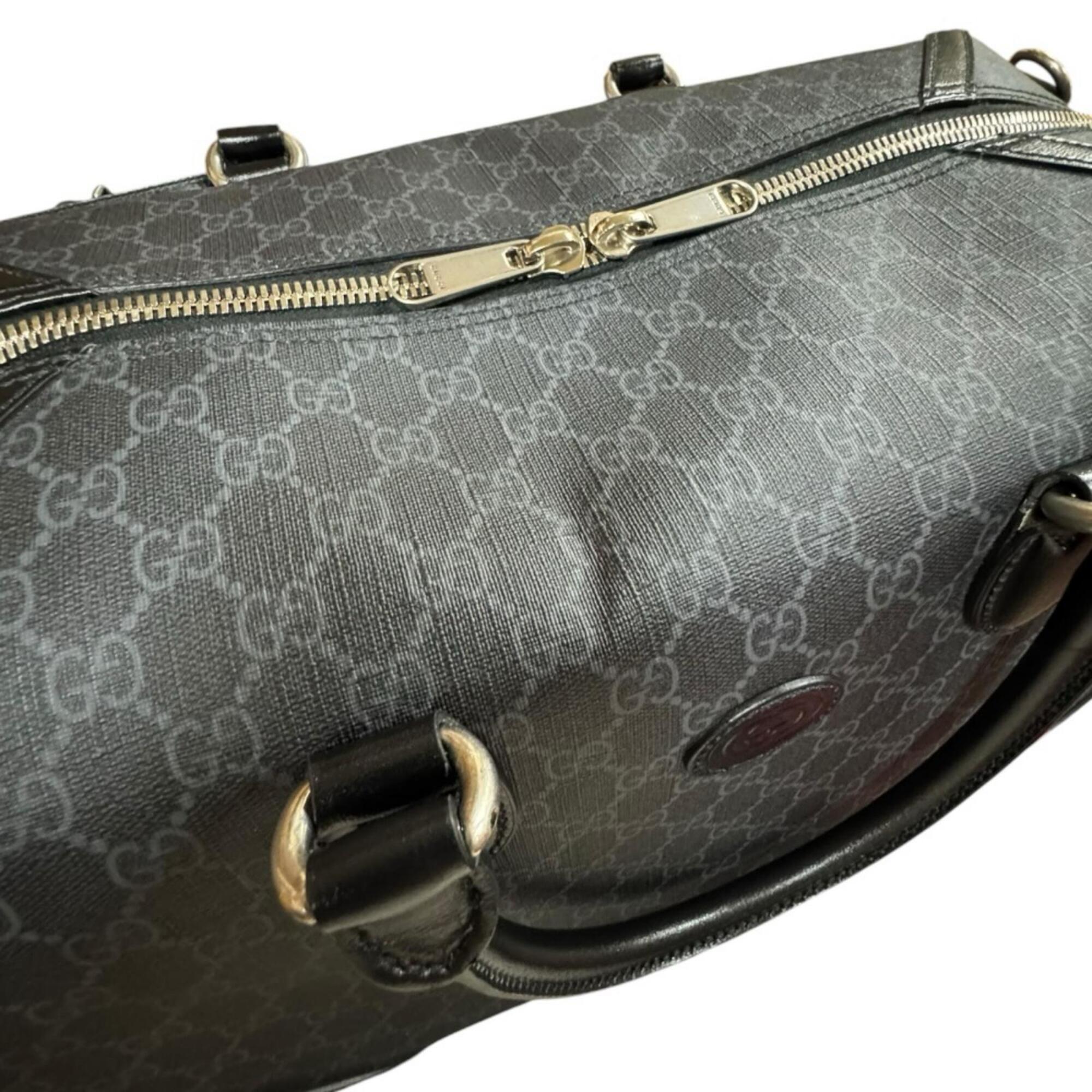 Gucci Black Gray Gg Supreme Boston Bag (Pre-Owned)