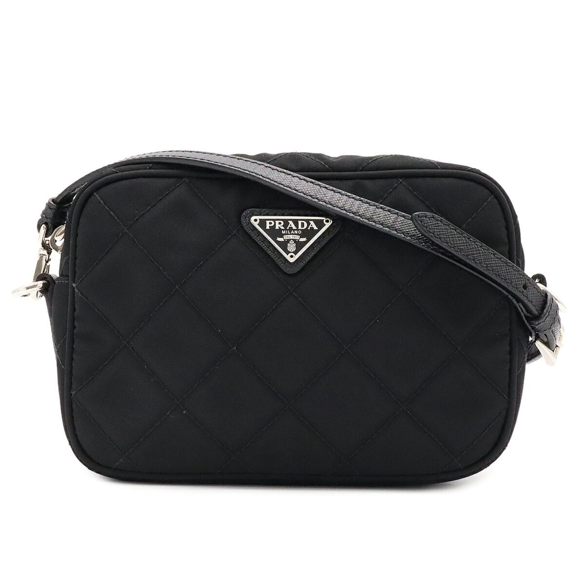 Prada Black Nero Nylon Leather Pouch Shoulder Bag (Pre-Owned)