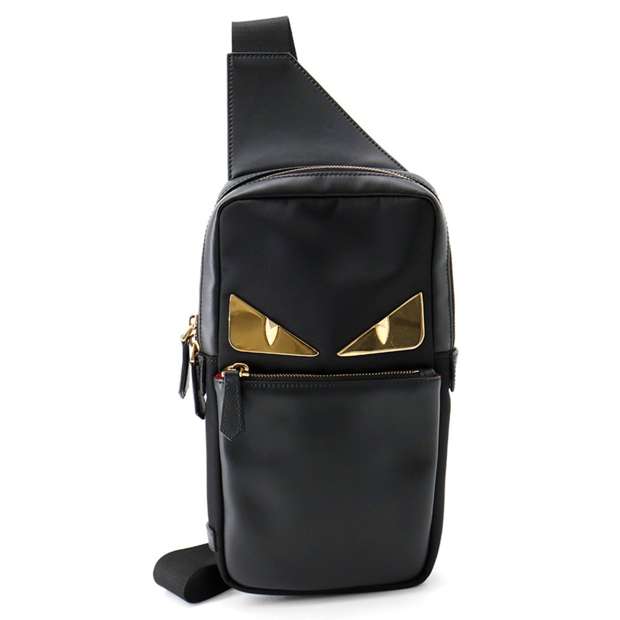 Fendi Black Nylon Leather Handbag Sling Bag (Pre-Owned)