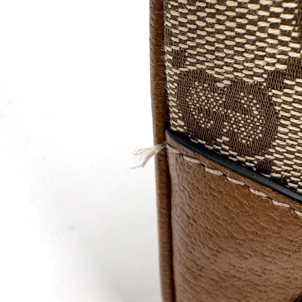 Gucci Beige Brown Gg Canvas Leather Shoulder Bag (Pre-Owned)