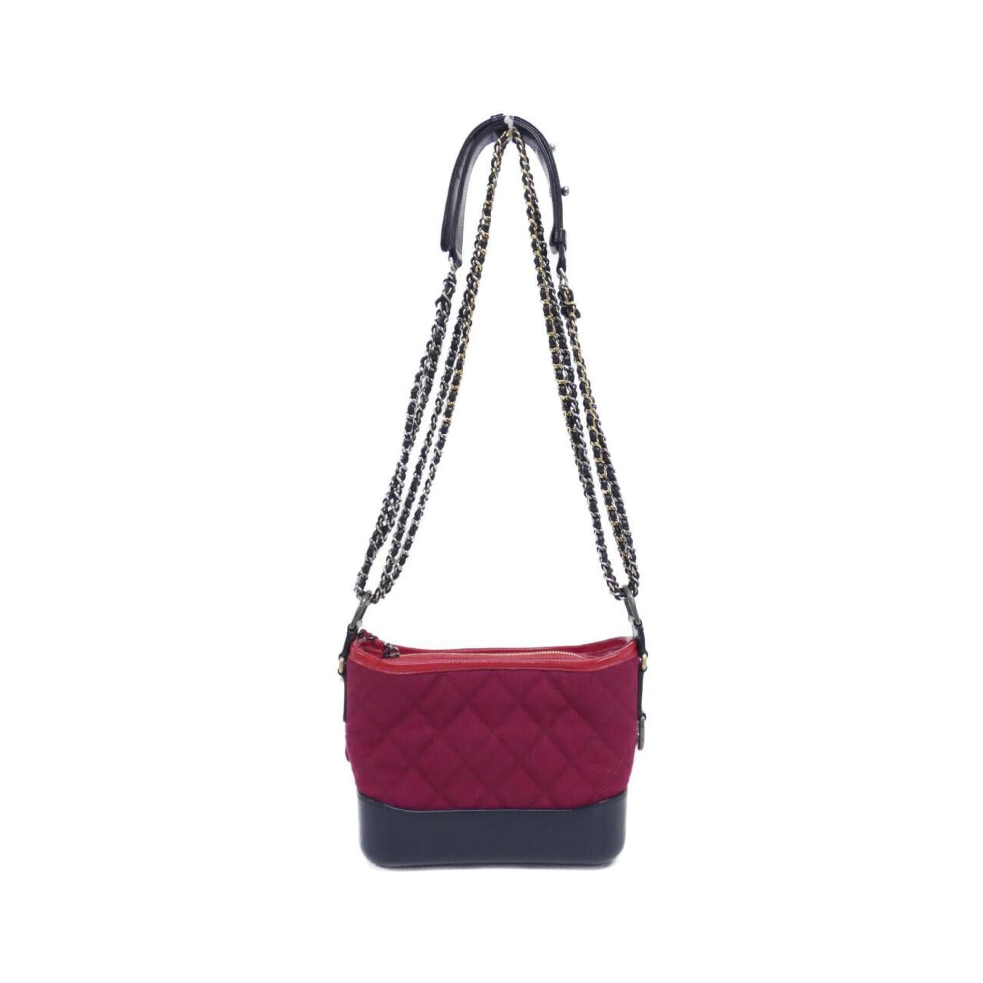Chanel Bordeaux Navy Red Color Felt Leather Shoulder Bag (Pre-Owned)