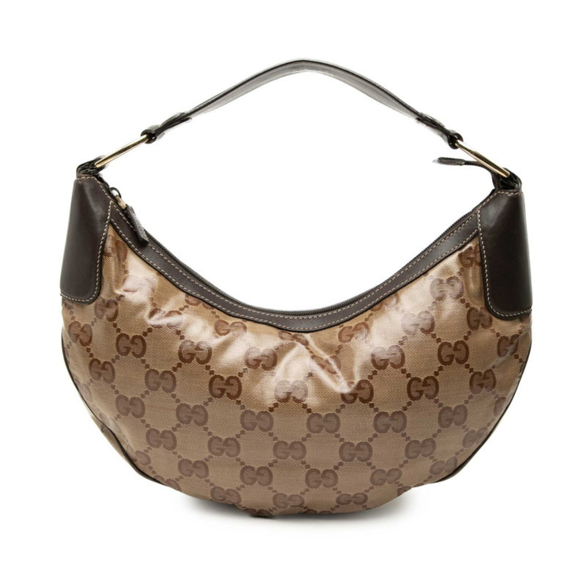 Gucci Gg Crystal Beige Brown Pvc Leather Handbag Shoulder Bag (Pre-Owned)