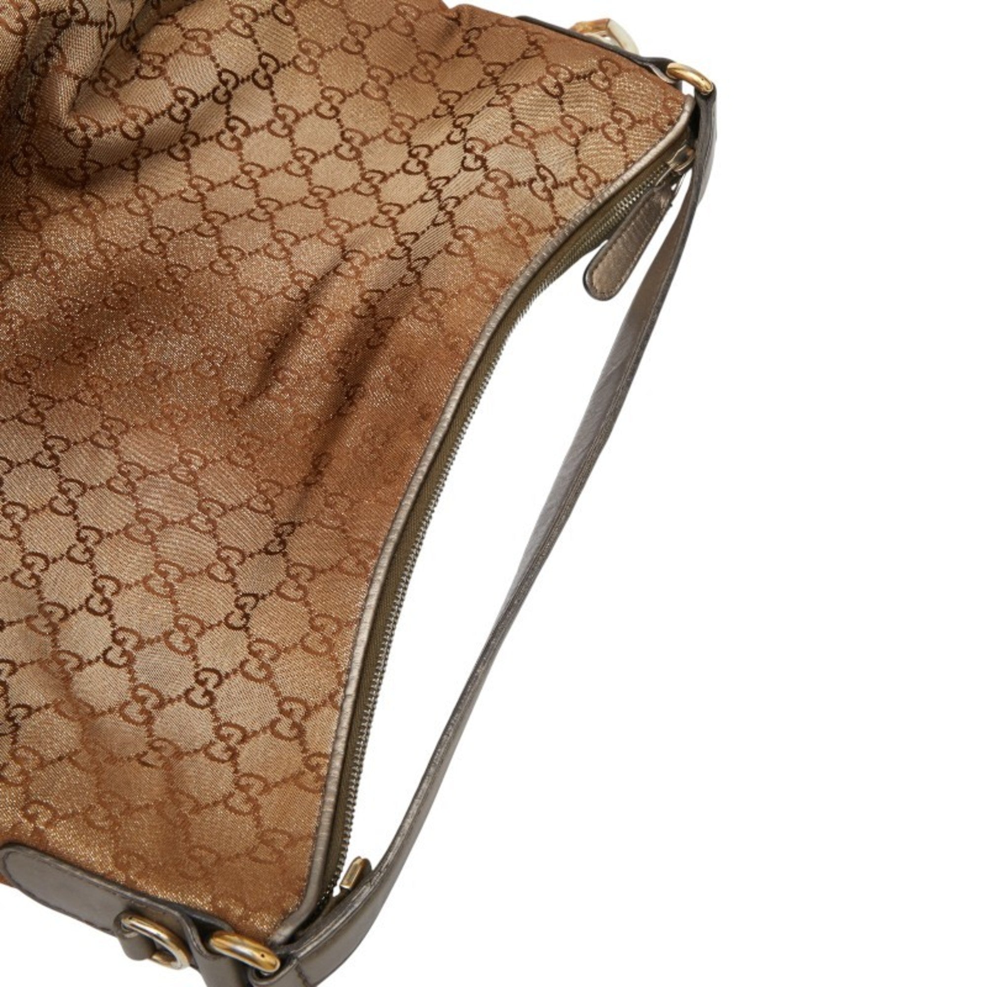 Gucci Brown Canvas Leather Shoulder Bag (Pre-Owned)