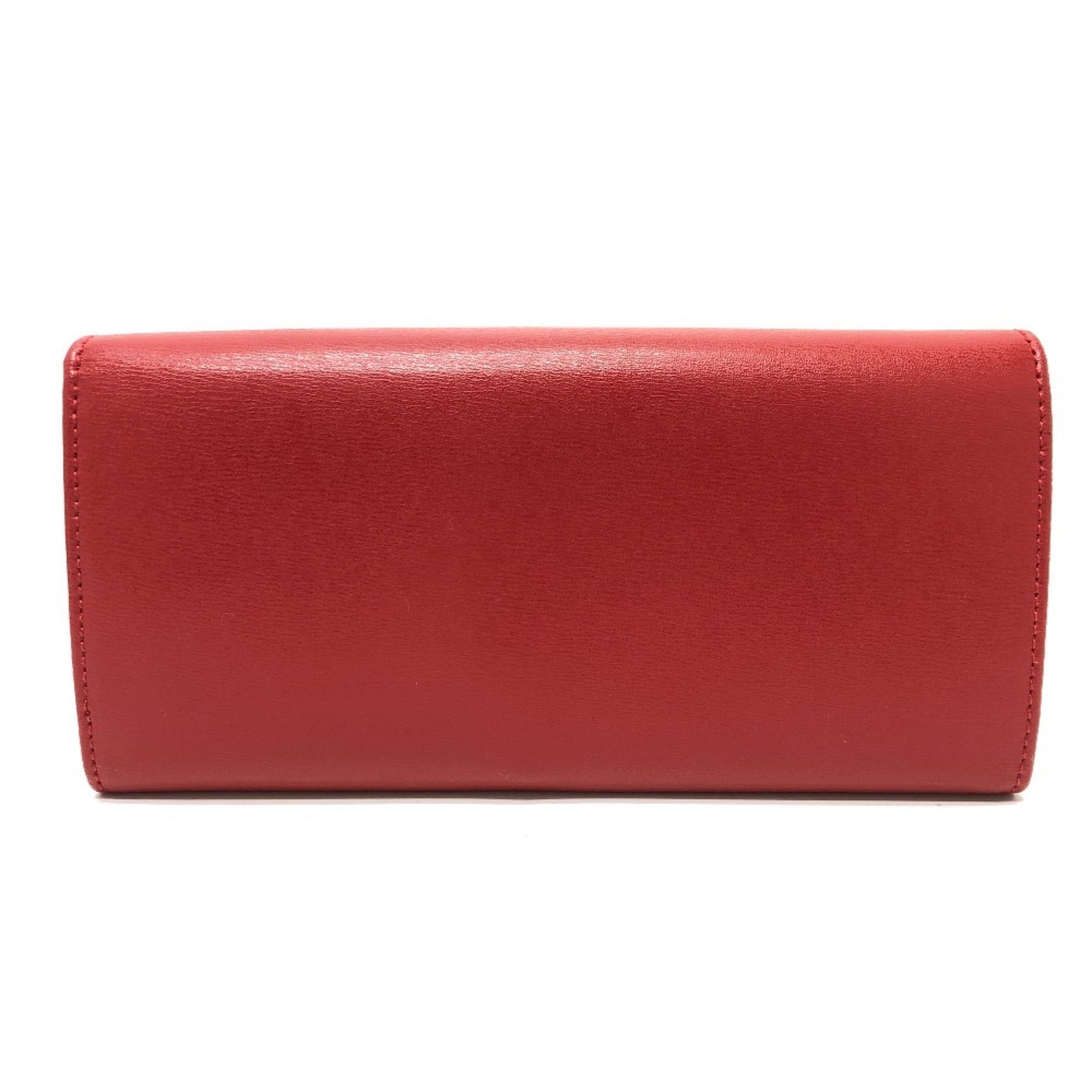 Salvatore Ferragamo Beige Gold Red Color Leather Wallet (Bi-Fold) (Pre-Owned)