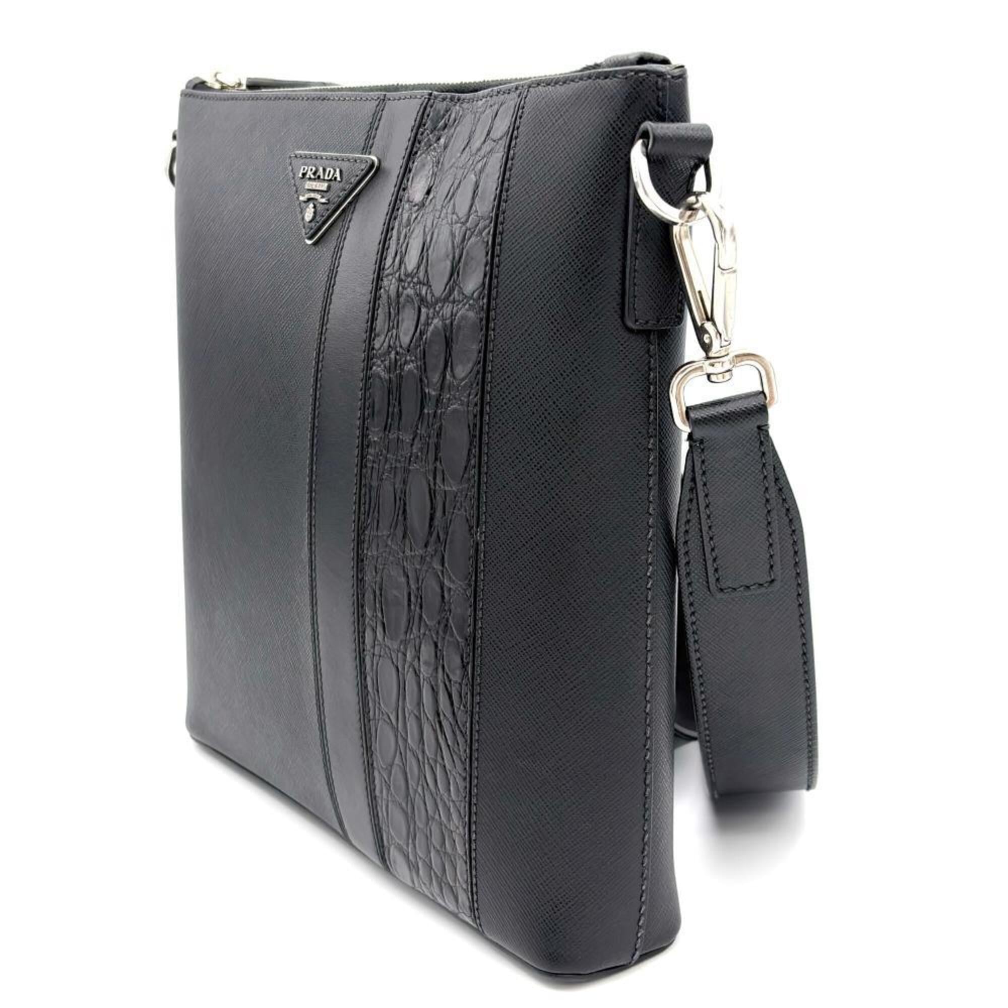 Prada Saffiano Black Saffiano Crossbody Bag Shoulder Bag (Pre-Owned)