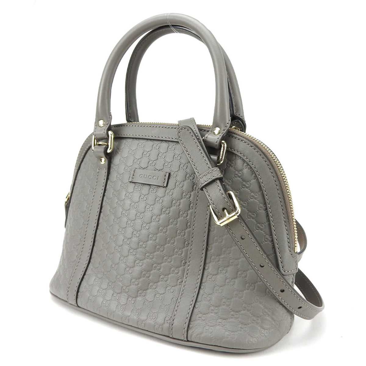 Gucci Gray Leather Handbag Shoulder Bag (Pre-Owned)