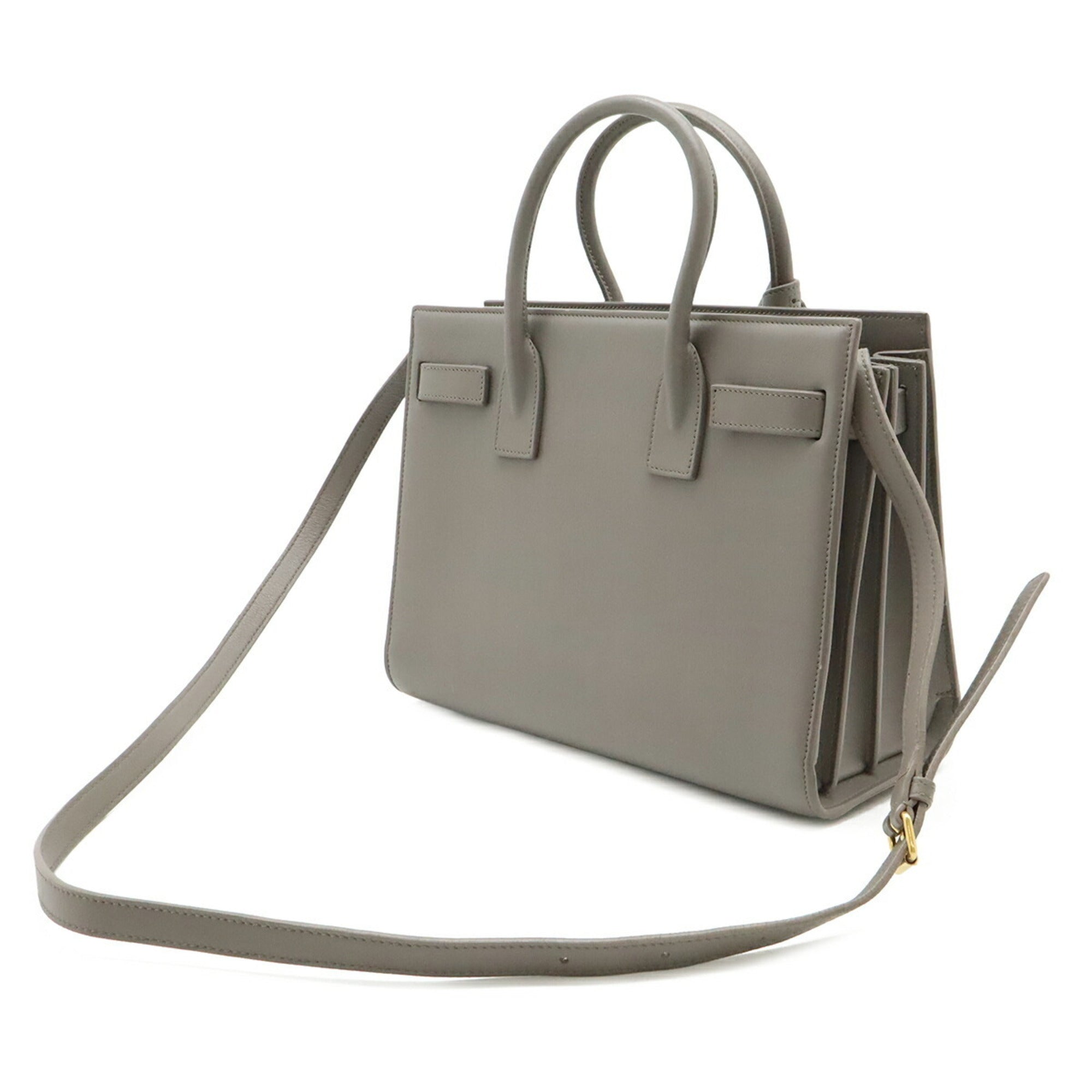 Yves Saint Laurent Gray Leather Handbag Shoulder Bag (Pre-Owned)