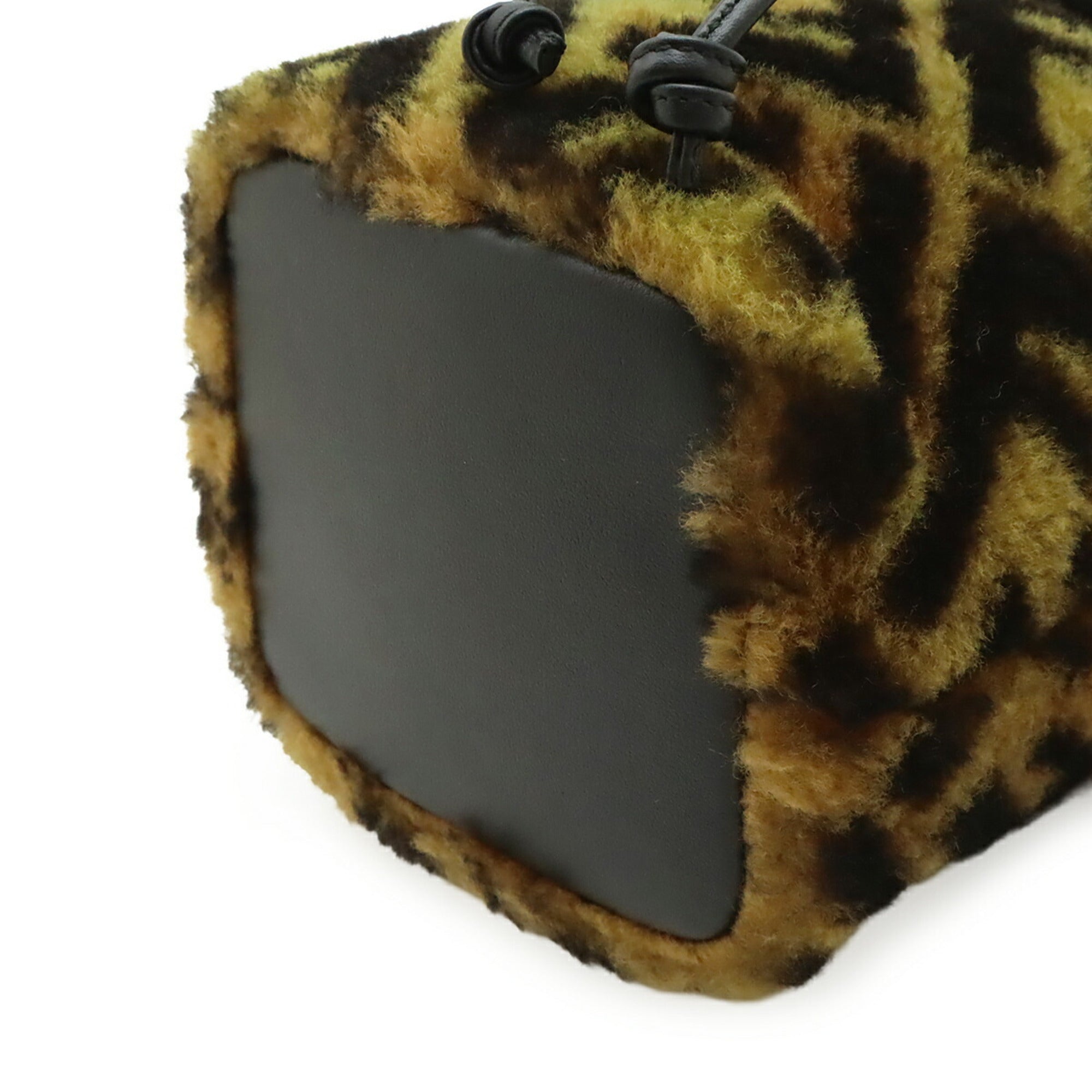 Fendi Black Brown Fur Leather Handbag Shoulder Bag (Pre-Owned)