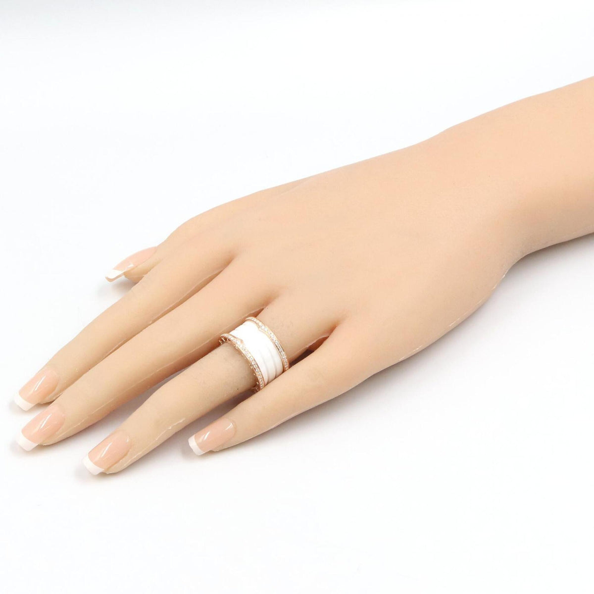 Bvlgari Gold Clear White Pink Gold (18K) Ceramic Band Ring (Pre-Owned)