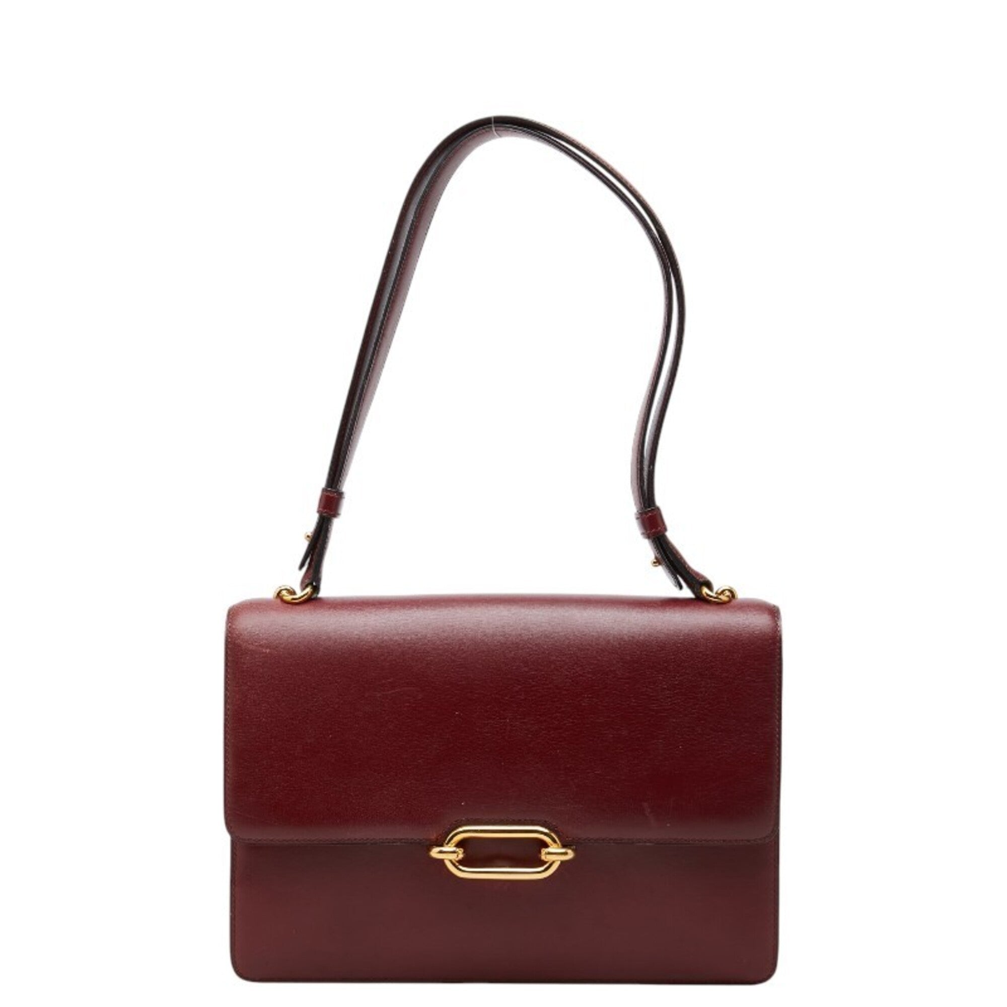Hermes Fonsbelle Wine Box Calf Leather Shoulder Bag (Pre-Owned)