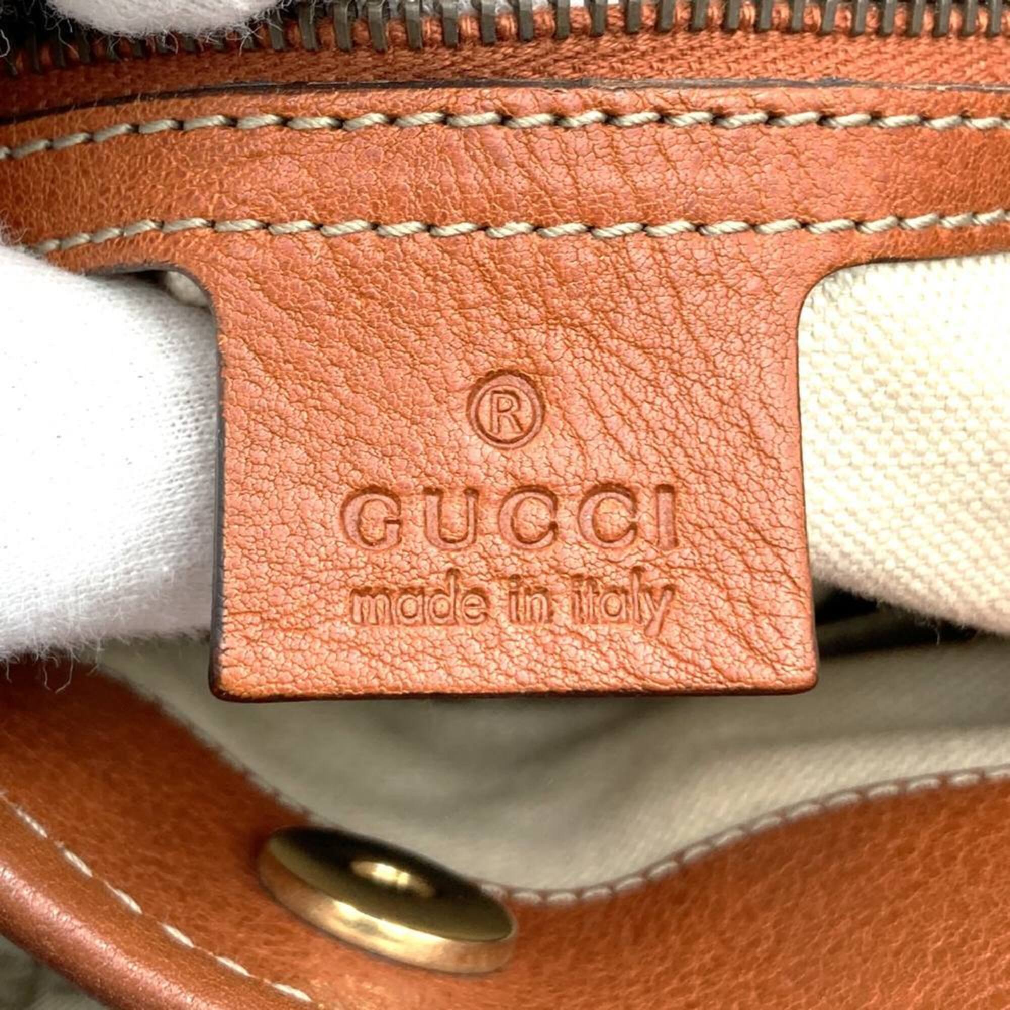 Gucci Gg Canvas Brown Gg Canvas Leather Handbag Tote Bag (Pre-Owned)