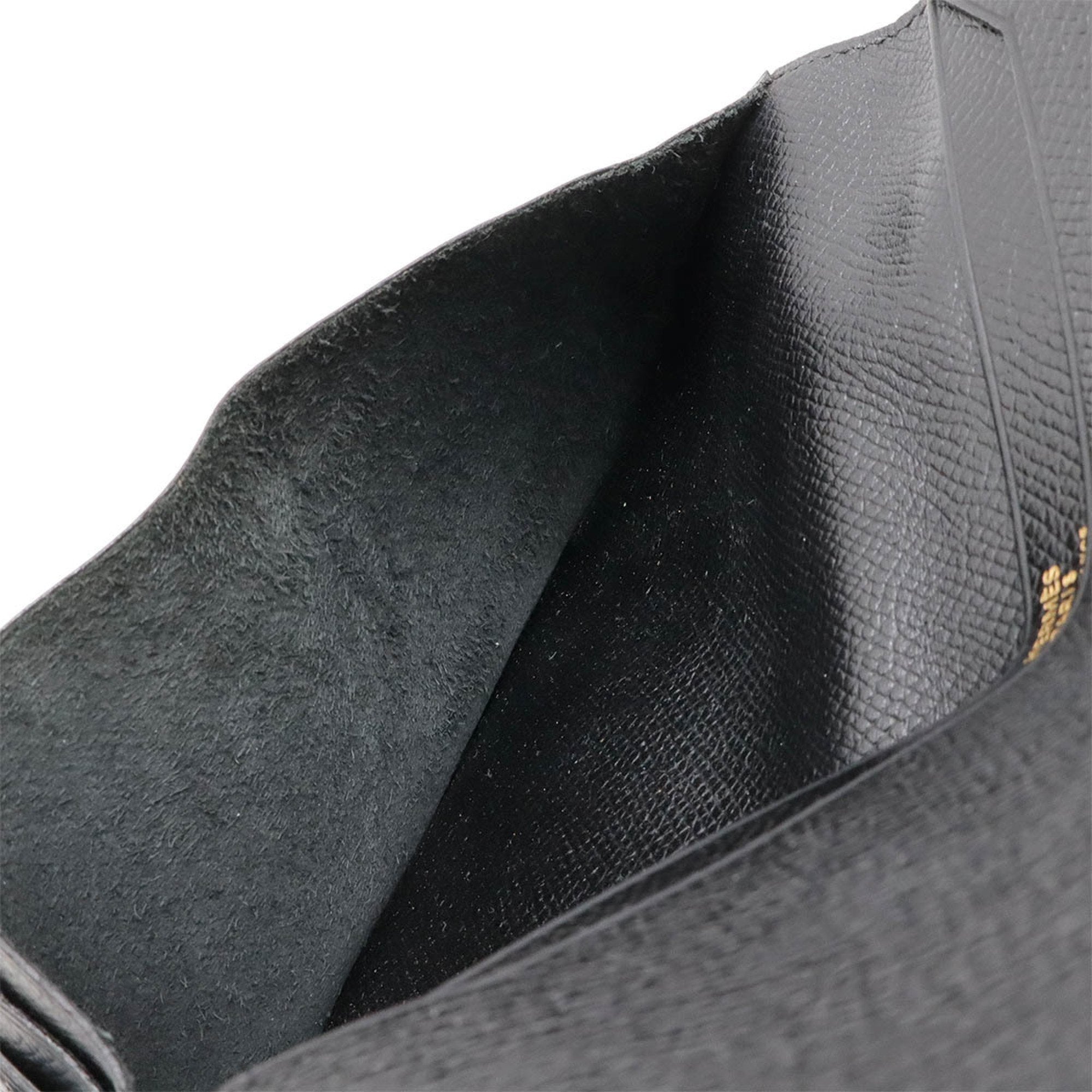 Hermes Osaka Black Courchevel Leather Long Wallet (Bi-Fold) (Pre-Owned)
