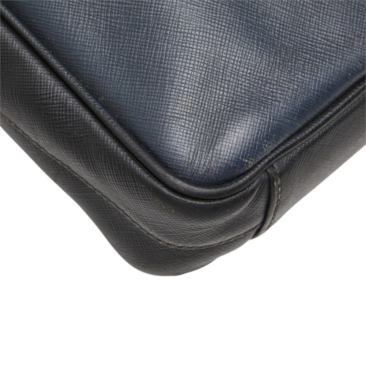 Prada Navy Black Leather Handbag (Pre-Owned)