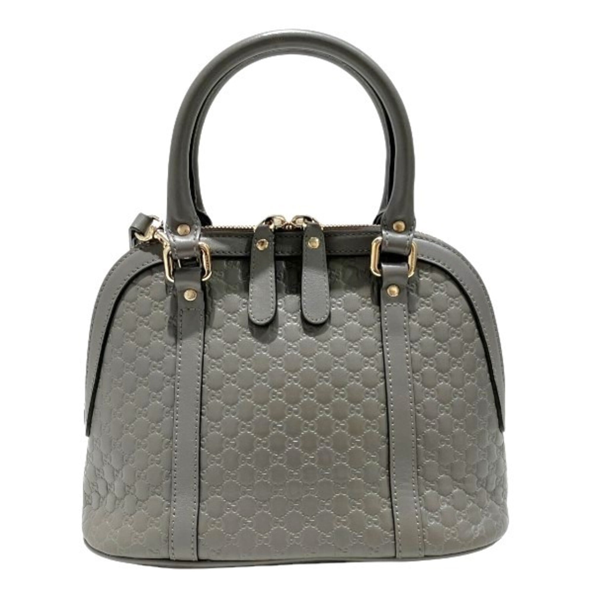 Gucci Gray Leather Handbag Shoulder Bag (Pre-Owned)