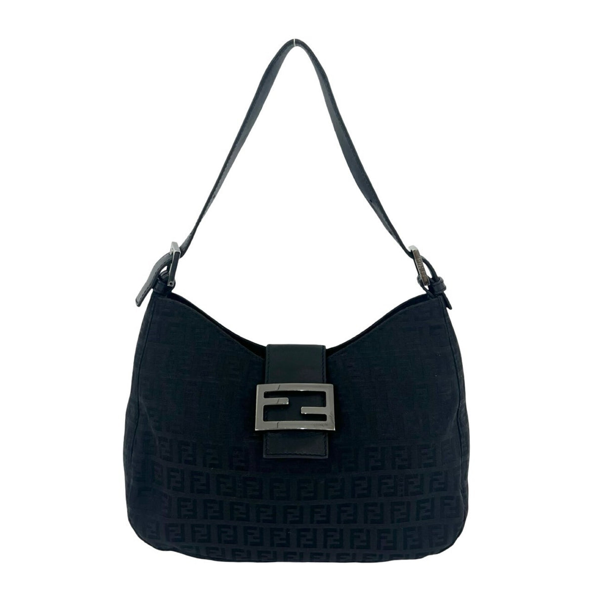 Fendi Black Canvas Leather Handbag Shoulder Bag (Pre-Owned)