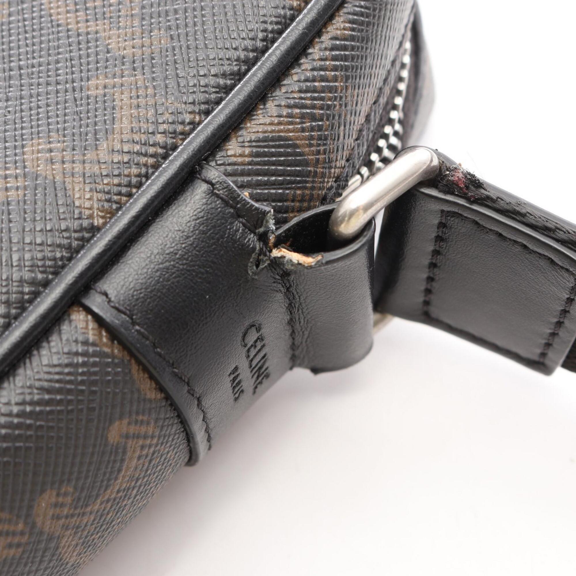 Celine Black Brown Coated Canvas Pvc Leather Handbag Messenger Bag Shoulder Bag (Pre-Owned)