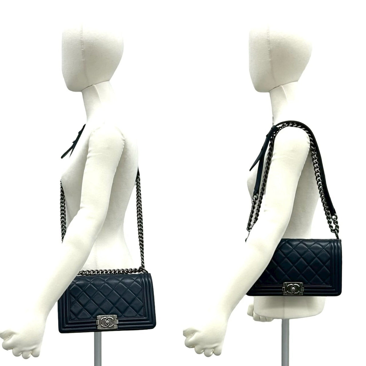 Chanel Navy Leather Shoulder Bag (Pre-Owned)