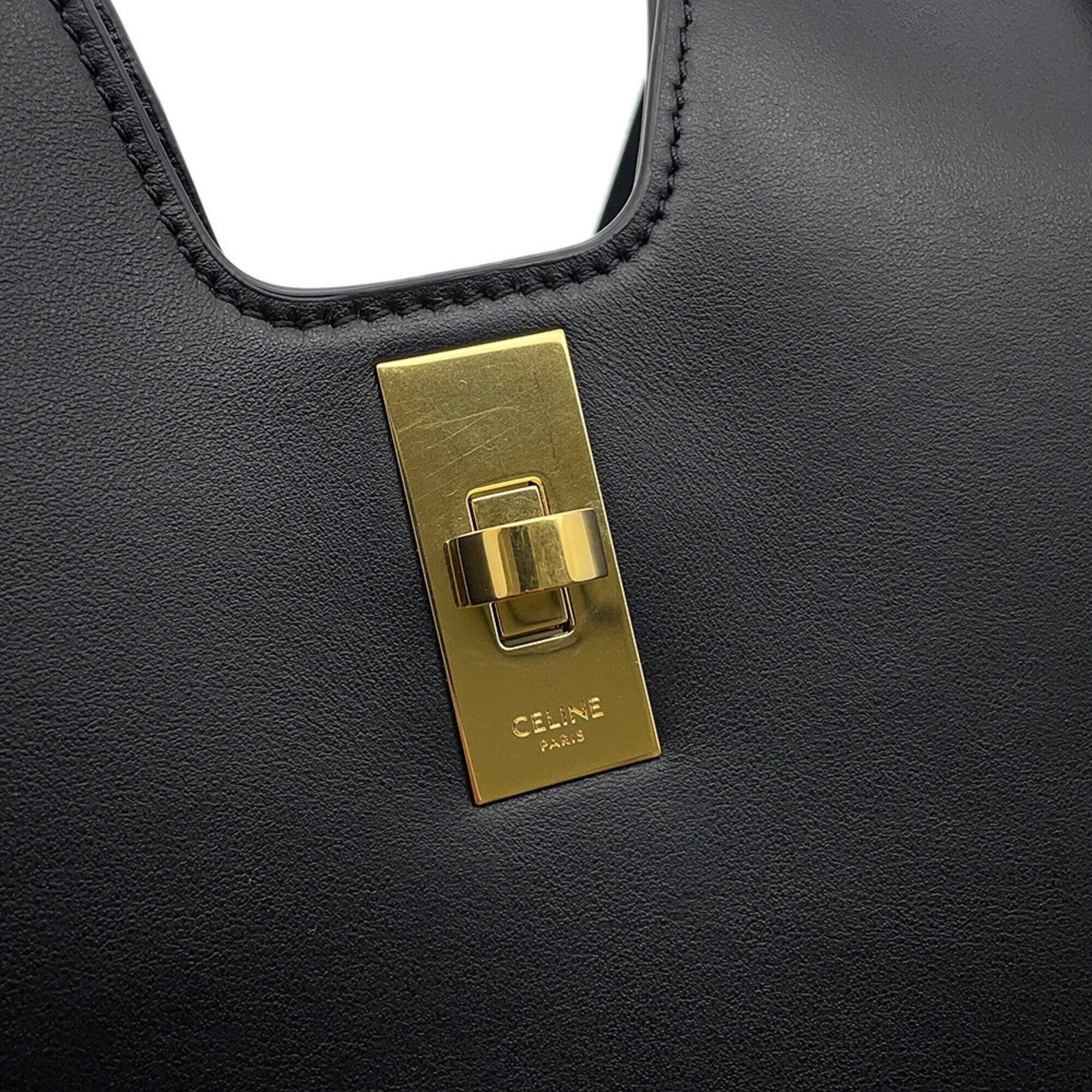 Celine Black Leather Handbag Tote Bag (Pre-Owned)