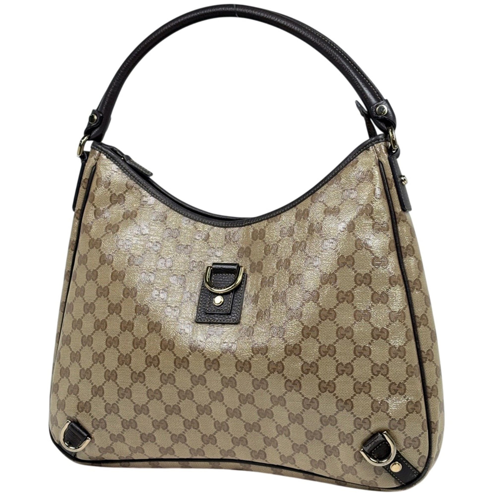 Gucci Brown Coated Canvas Leather Shoulder Bag (Pre-Owned)